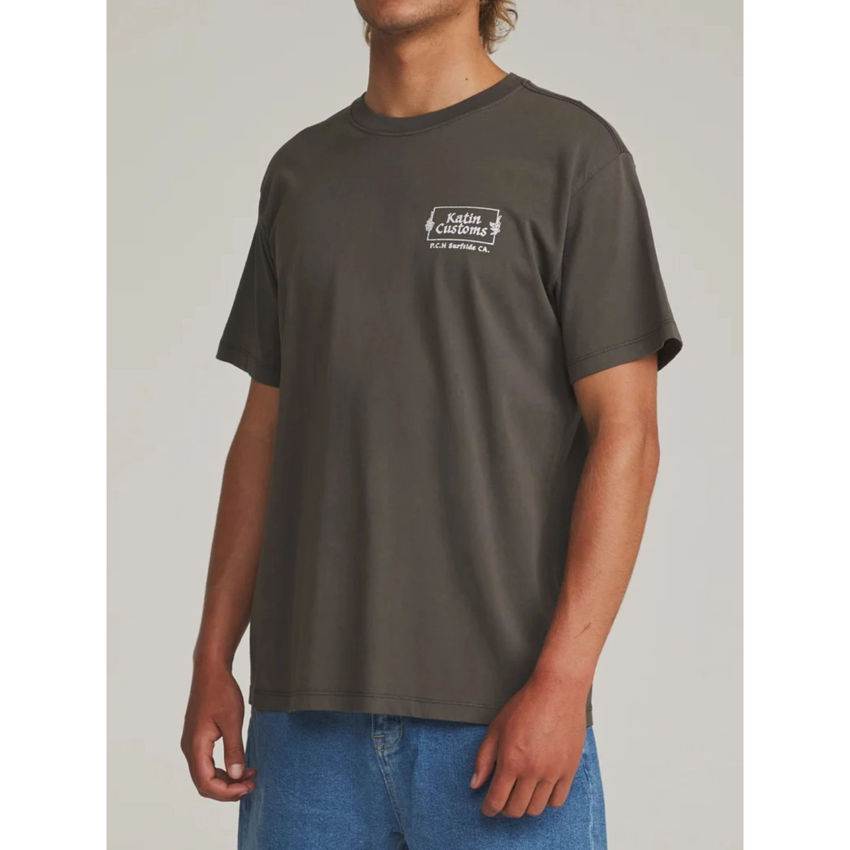Tee, T-Shirt, Kurzarm, Olivegrün, Logo-Print
