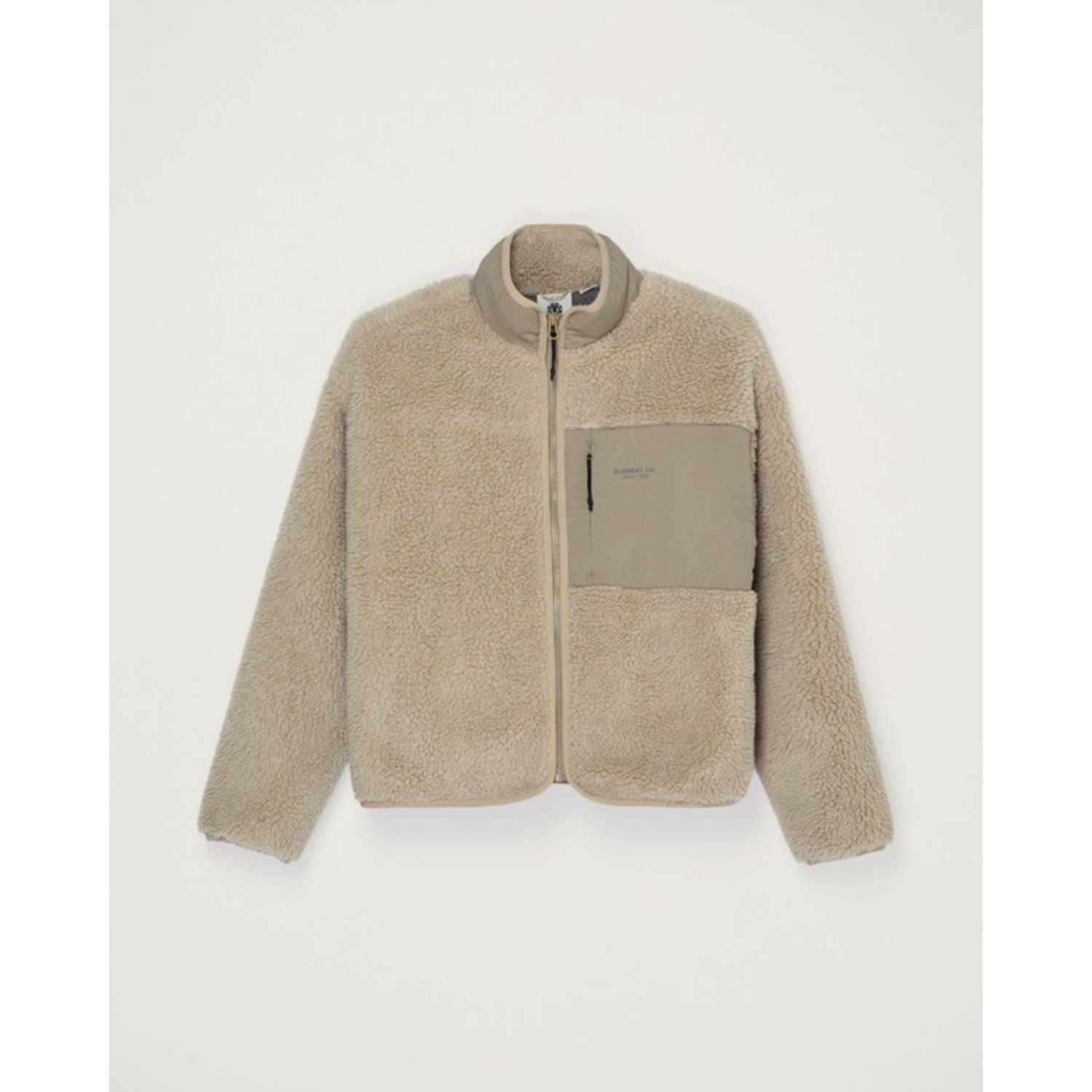 Oak Sherpa W Veste polaire, polaire Teddy, beige, fermeture éclair, poche plaquée