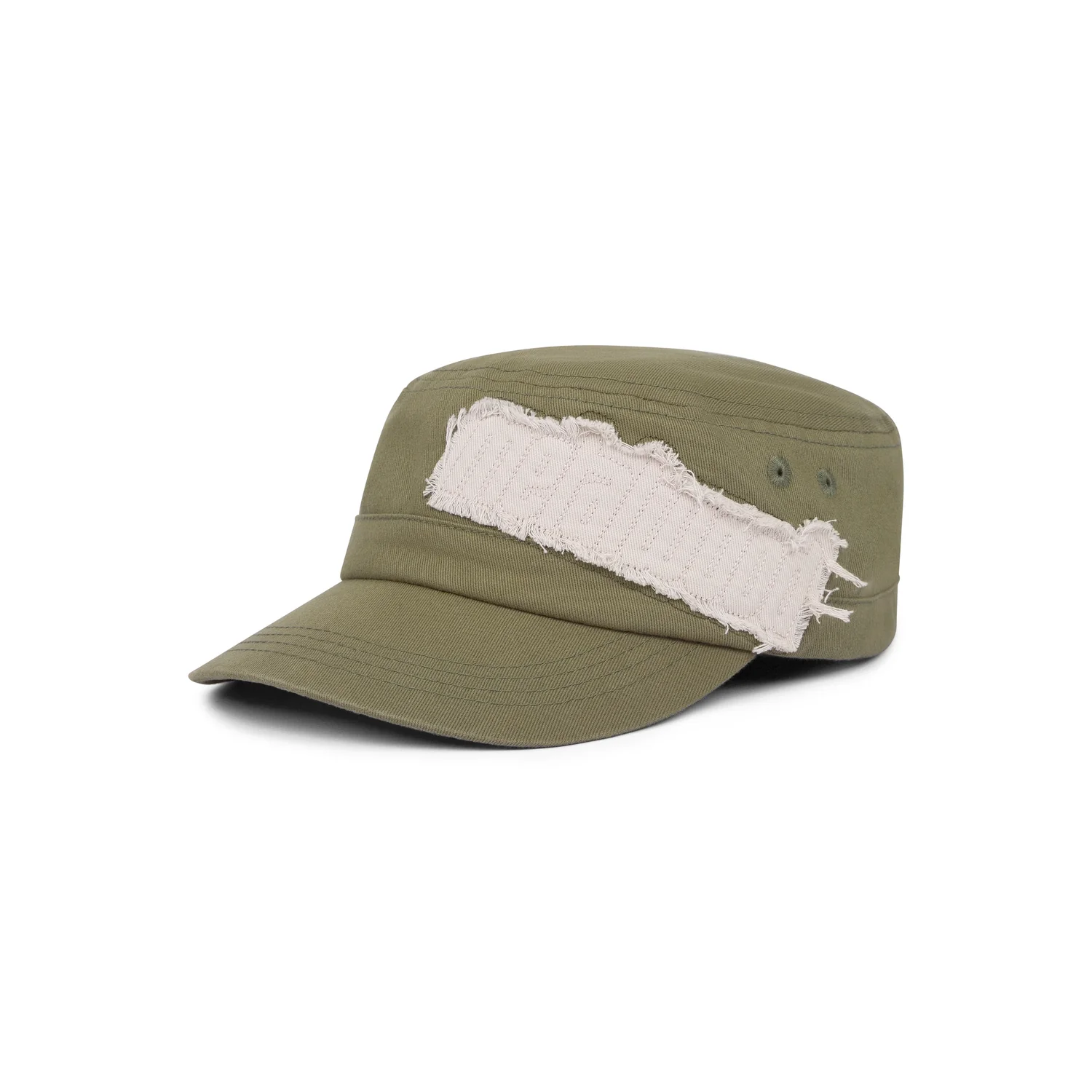 Cadet Hat Schirmmütze, Olivgrün, Baumwolle, Flacher Schirm, Aufnäher