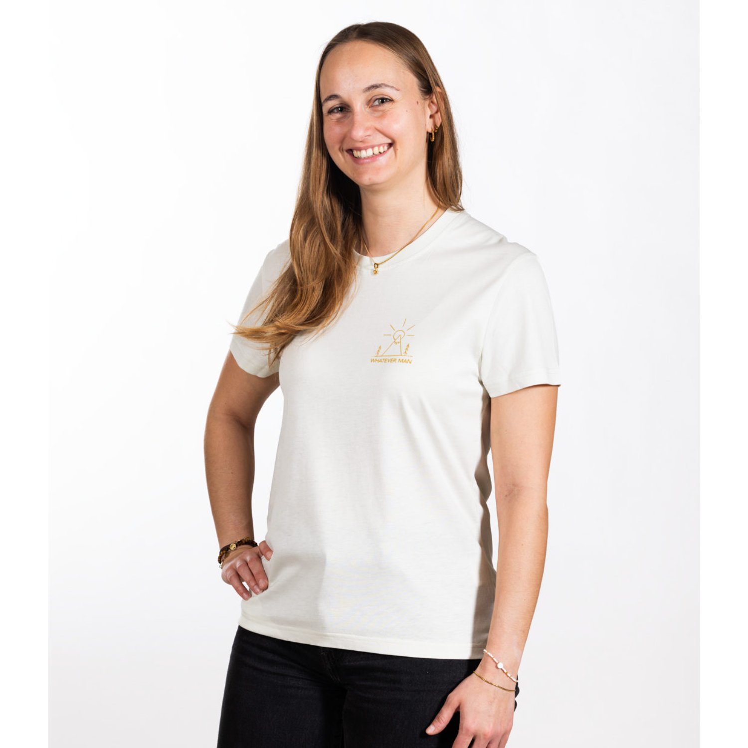 T-shirt, blanc, manches courtes, col rond, petit imprimé