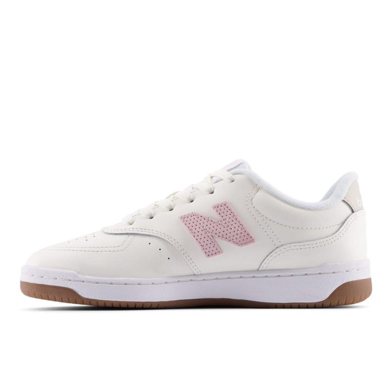 Baskets, baskets blanches, chaussures de course, semelle en caoutchouc, logo N rose