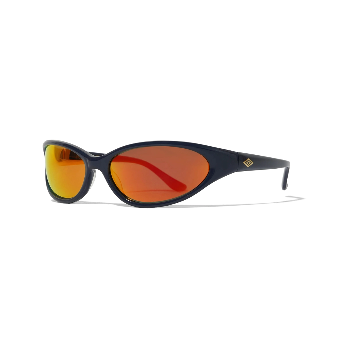Sonnenbrille, orange Spiegelglas, schwarz, Rahmenliste, Sportsyle, Sonnenbrille, Flachbügel, orange Glas, dunkelblau, Kunststoffrahmen
