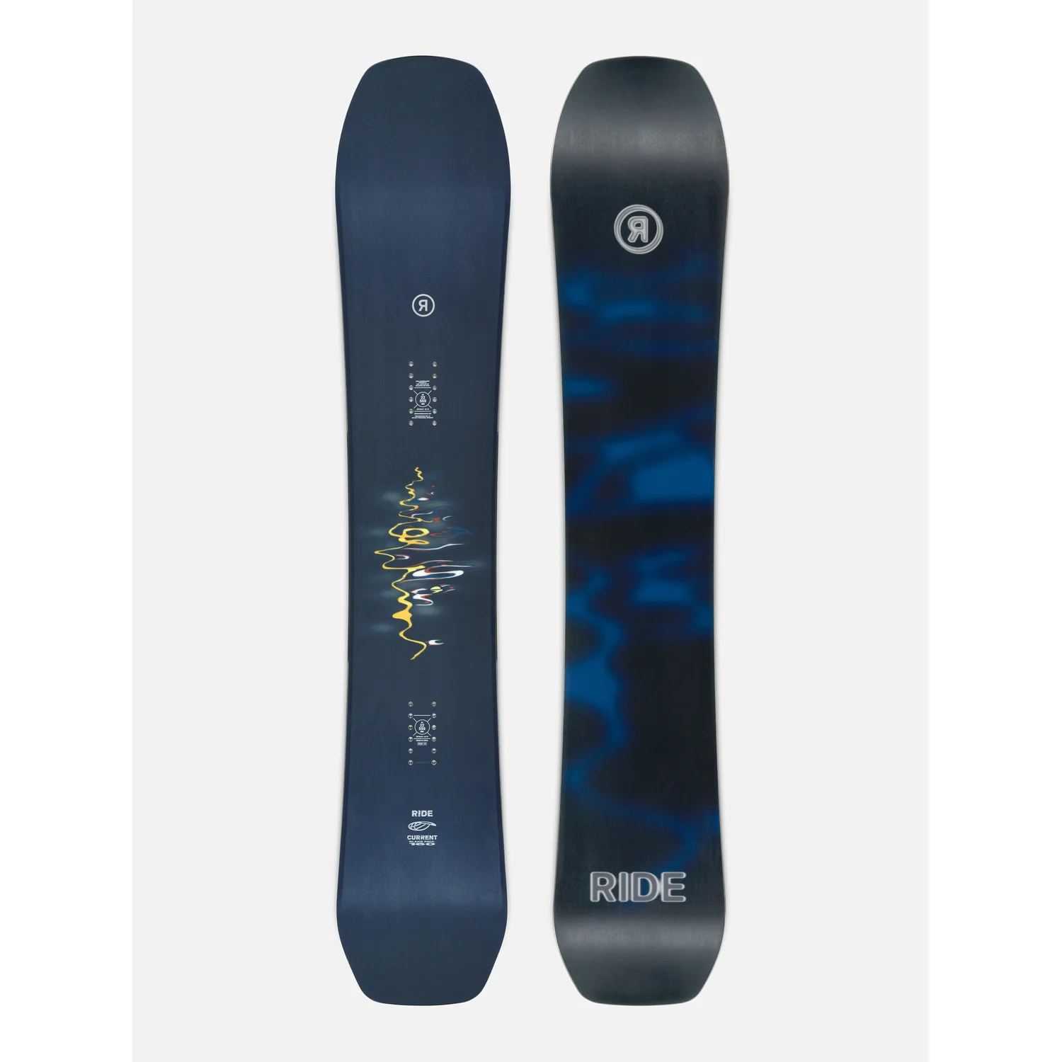 Current Snowboard, Dunkelblau, Schwarze Unterseite, Blaue Muster, Freeride-Board