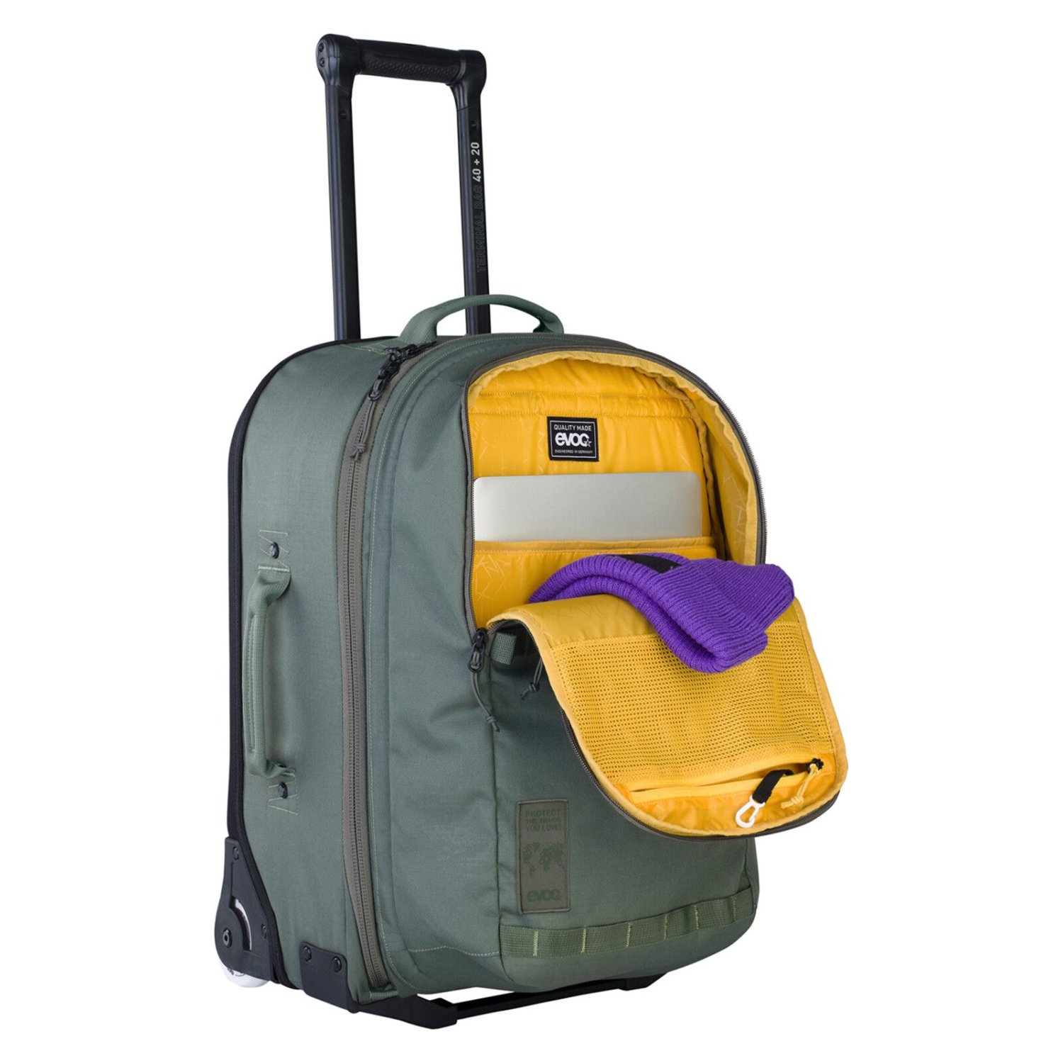 Reise-Rolle, Koffer, Rucksack, Laptophülle, Gelb-Innenfutter