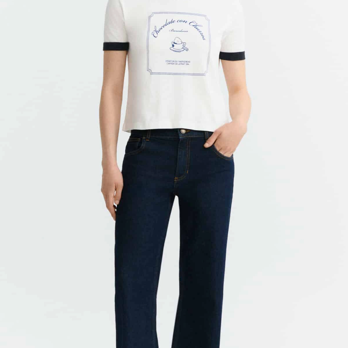 Pantalon, jean, bleu foncé, coupe slim, coton