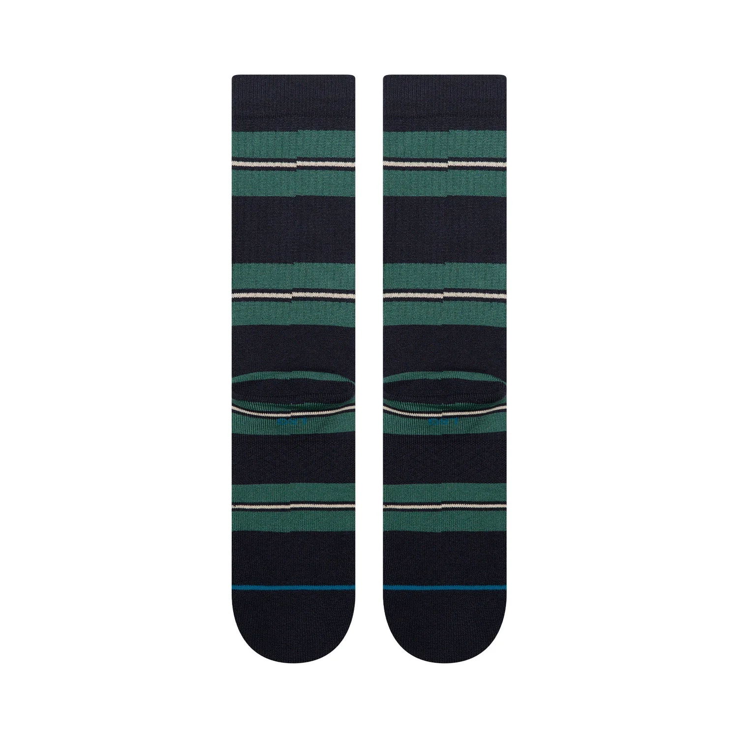 Chaussettes mi-longues, rayées, bleu foncé, vert, tricot côtelé