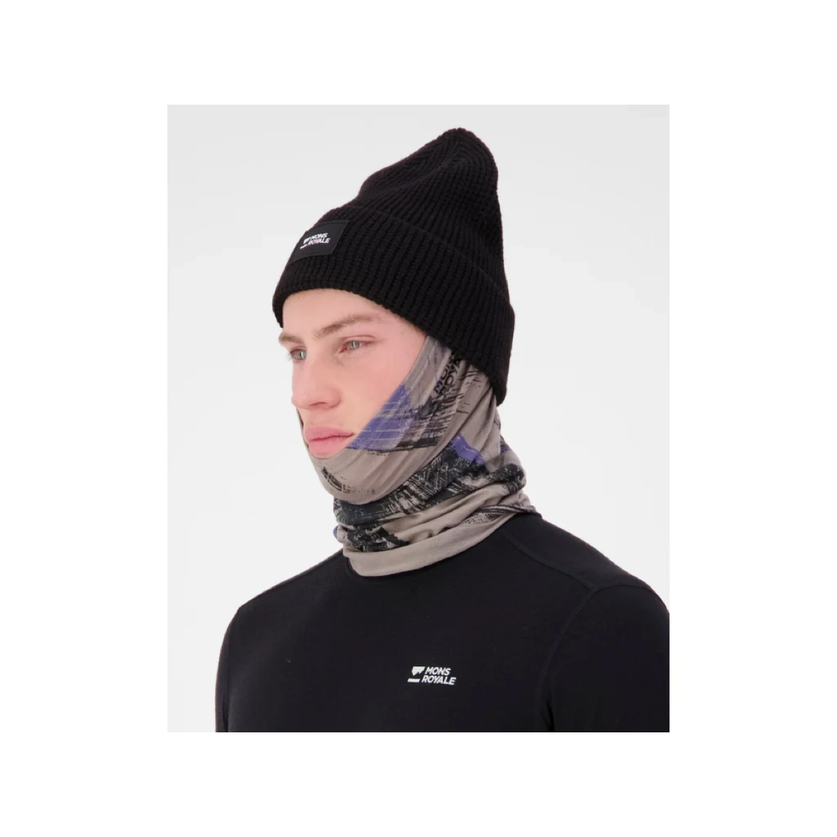 Bonnet, bonnet à capuche, écharpe, cache-cou, noir