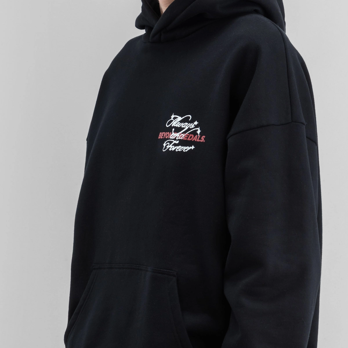 Forever Hoodie Sweat à capuche, pull, poche kangourou, bleu nuit, imprimé
