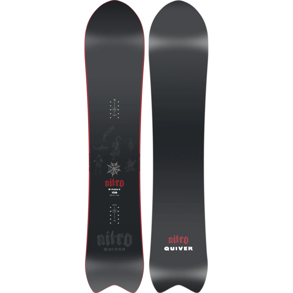 snowboard, gris, planche, motif, Nitro, snowboard, dégradé, graphisme, touches de rouge, Quiver