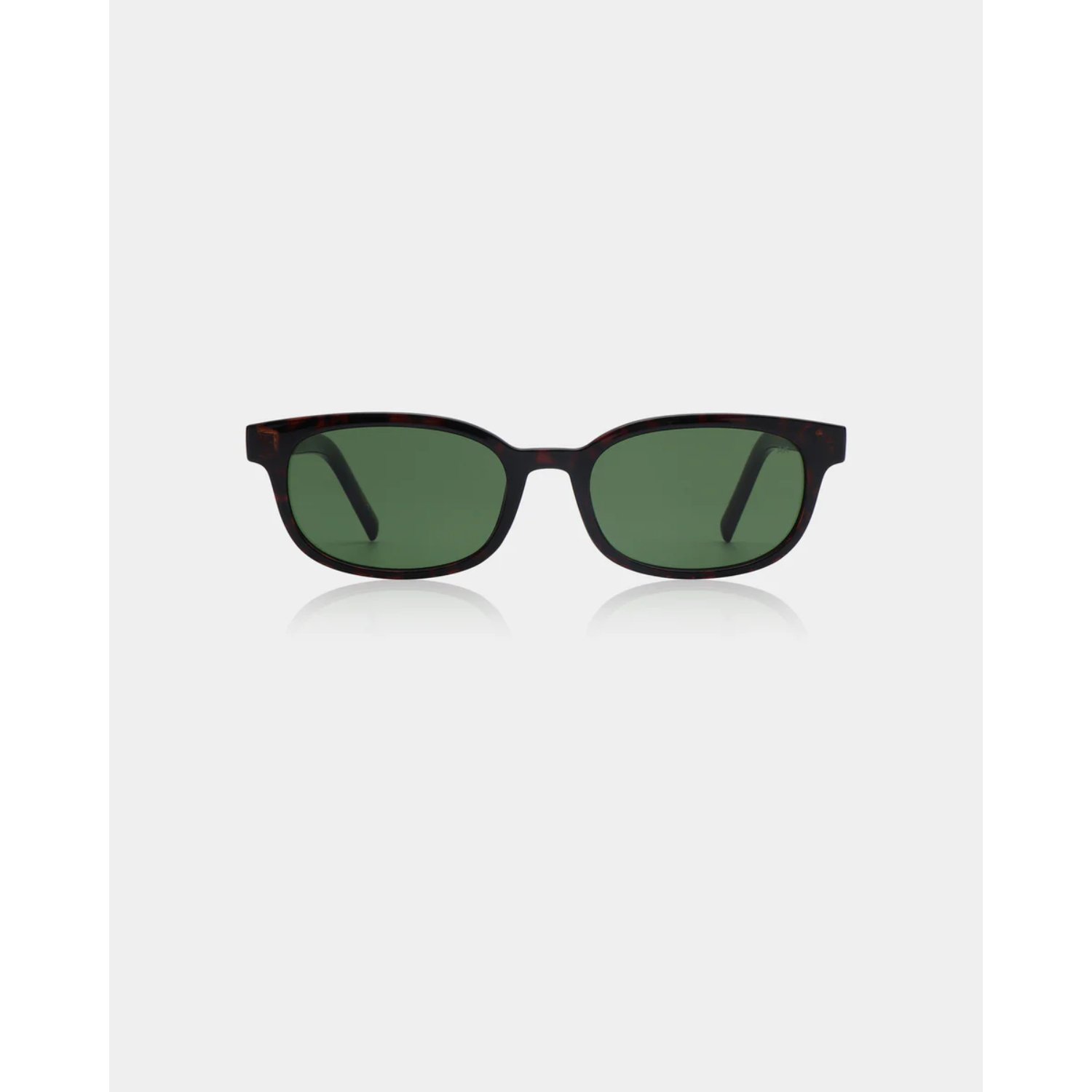 Lunettes de soleil, verres verts, monture en corne, forme rectangulaire, lunettes de soleil