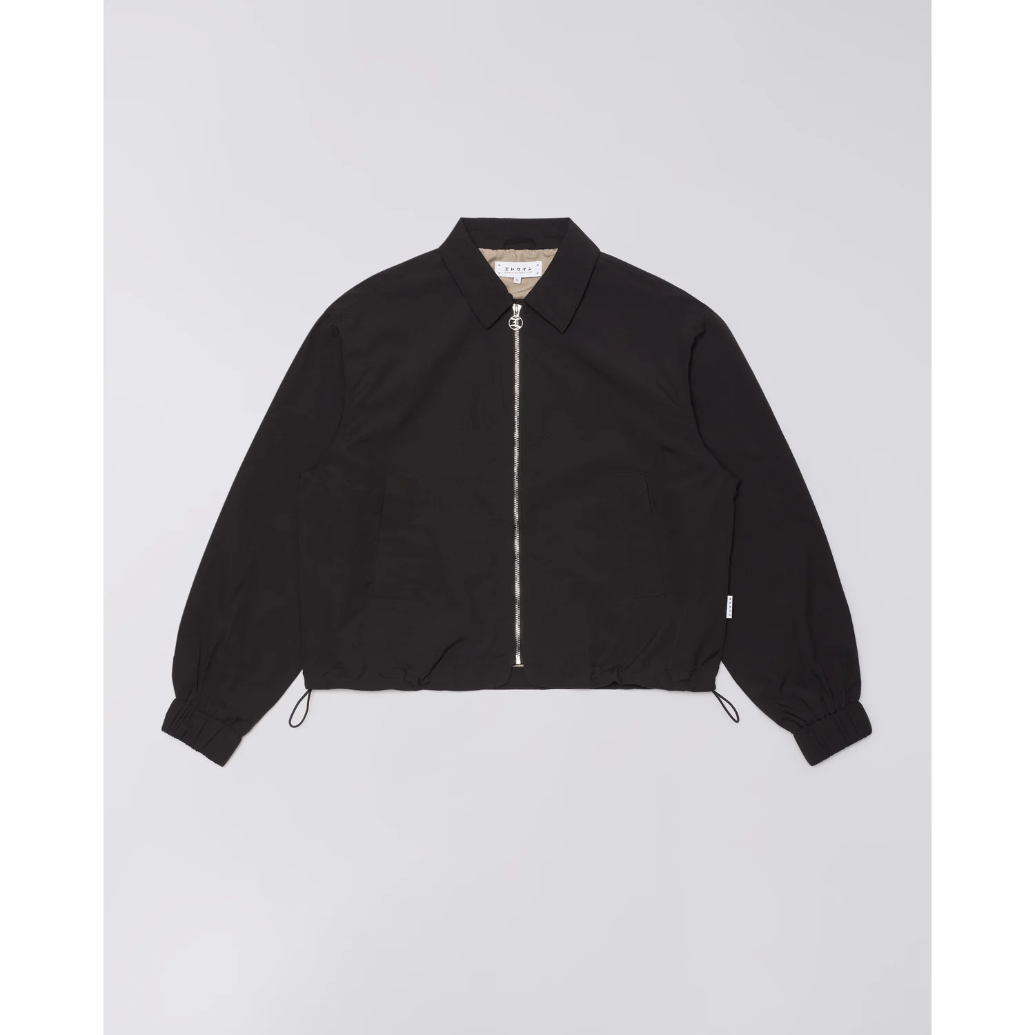 W' Rory Jacket Schwarze Jacke, Reißverschluss, Umlegekragen, Seitentaschen, Kordelzugsaum