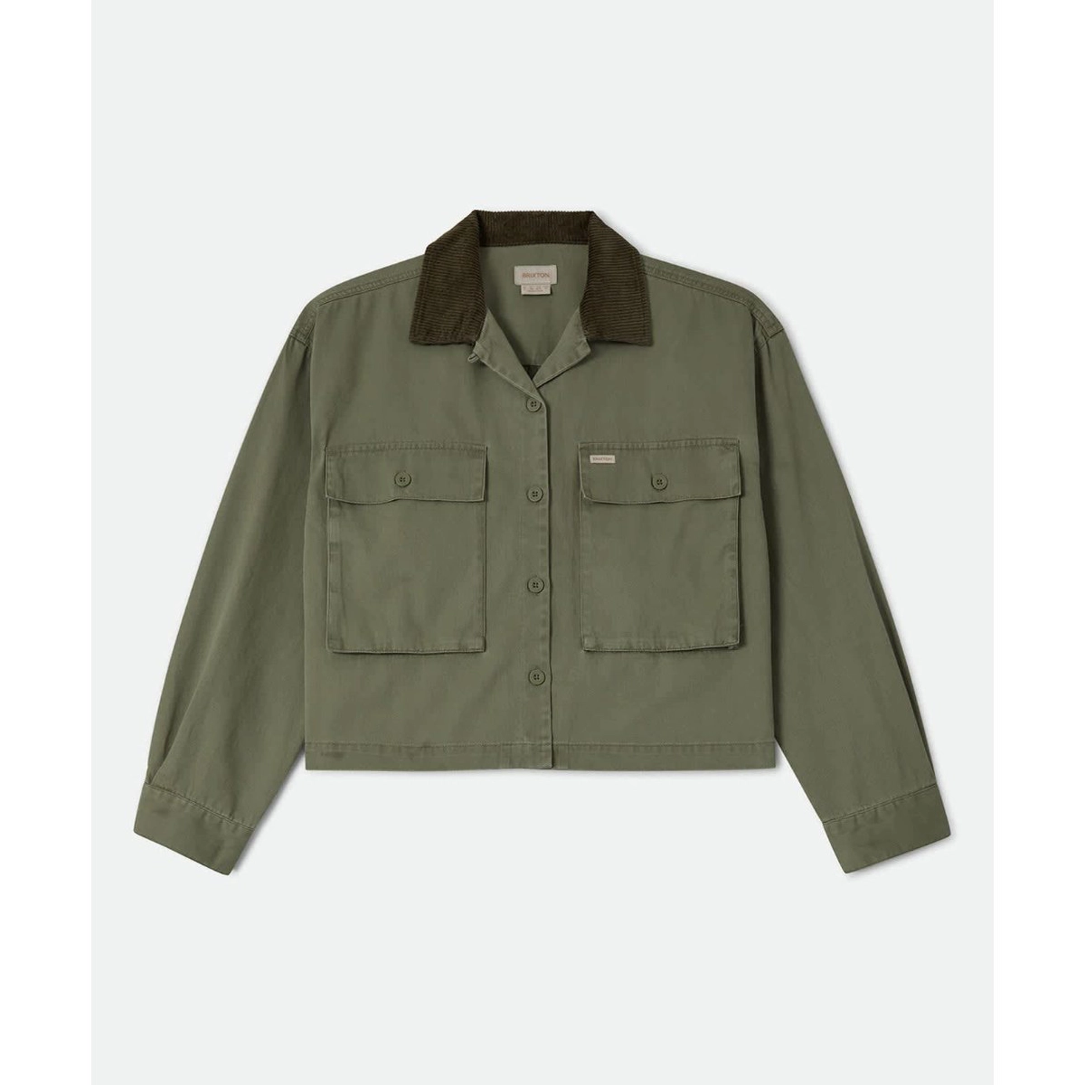 jacke, militärgrün, corduroy, taschen, knopfleiste