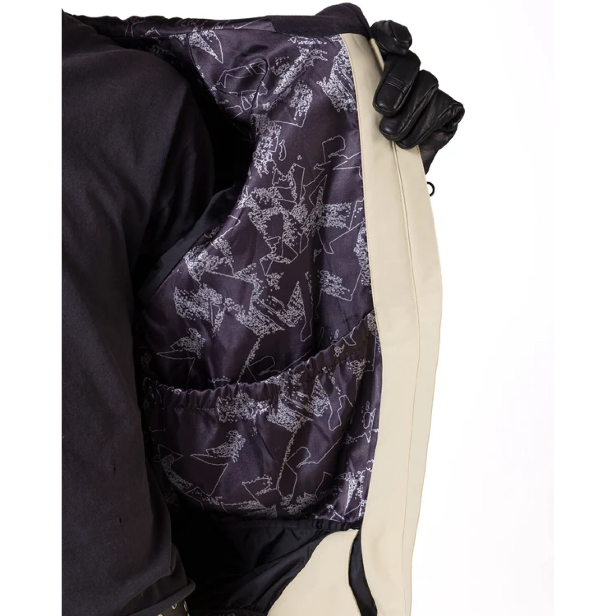 Veste pour femme, manteau extérieur beige, doublé, poches latérales, gants en cuir lisse, veste en cuir, doublure intérieure, motif en tissu, extérieur beige, doublé