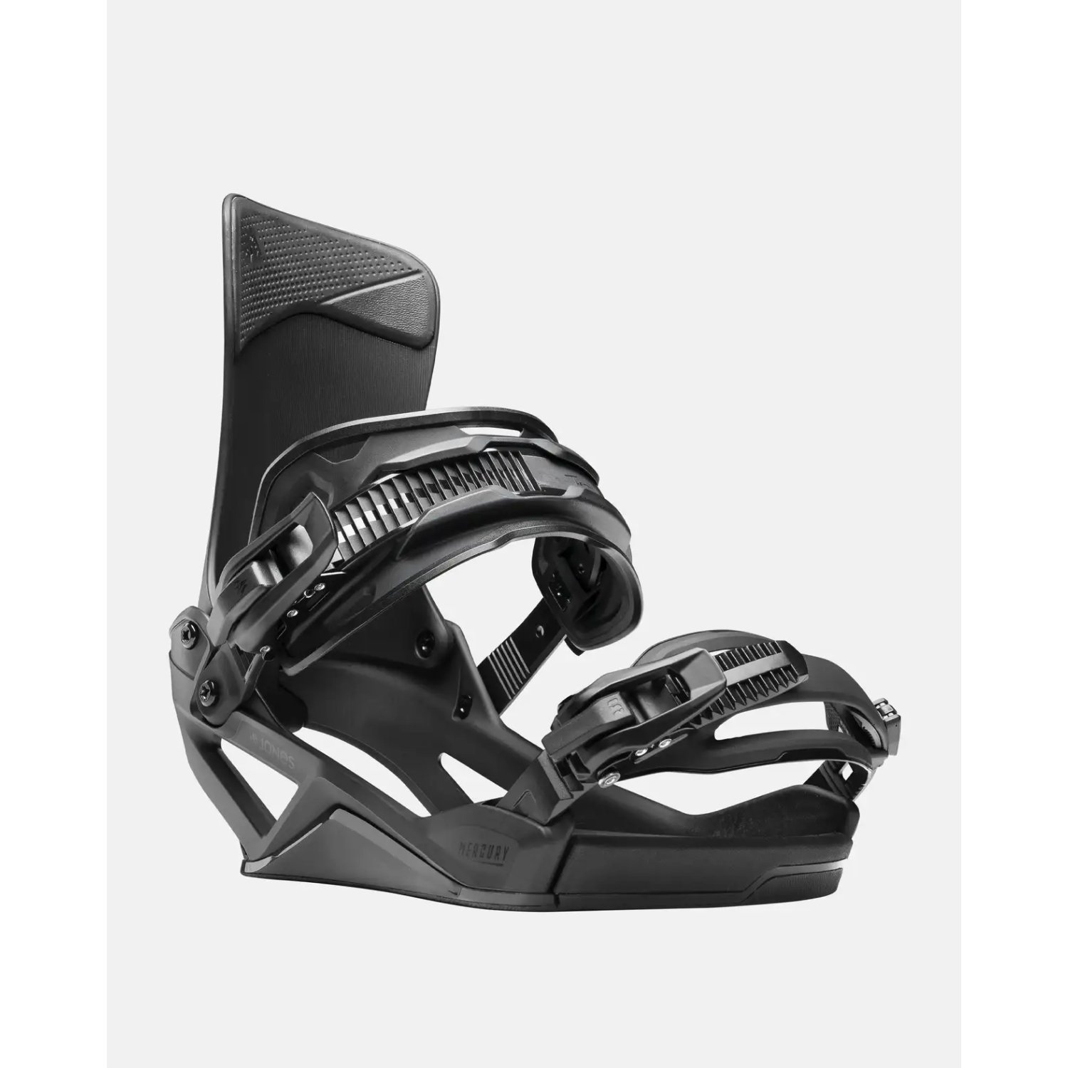 Mercury Fase Fixations de snowboard, sangle de talon, sangle de cheville, embase en aluminium, noir/gris