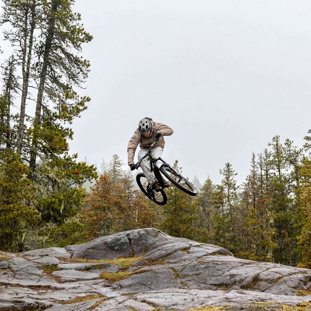 VTT, cycliste, plein air, terrain rocailleux, casque