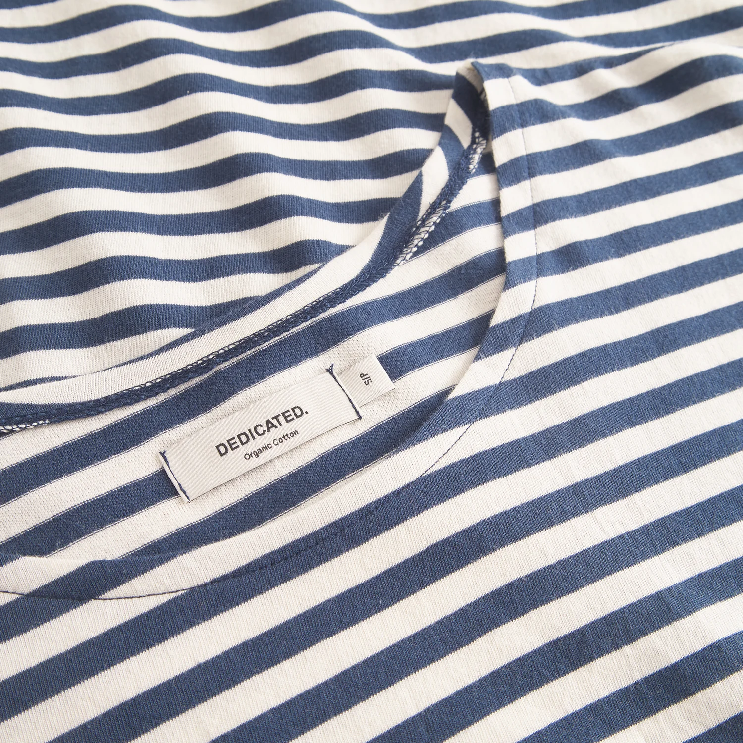 T-Shirt, Bio-Baumwolle, Blau-weiß gestreift, Rundhalsausschnitt