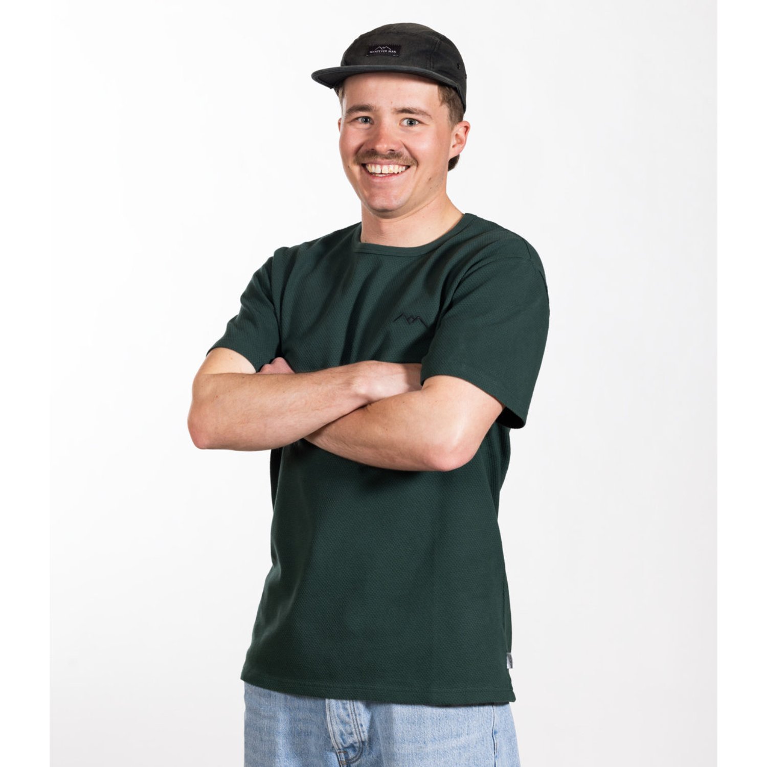 Waffle T-Shirt T-shirt à manches courtes, vert foncé, style décontracté, pour homme