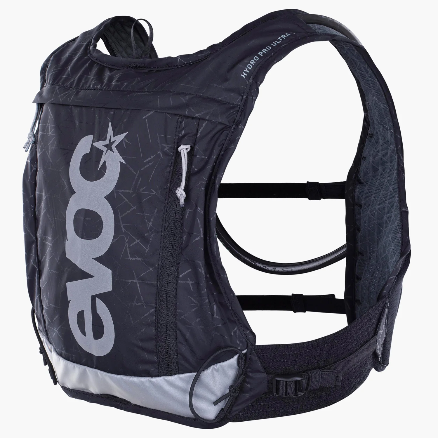 Hydro Pro Ultra 1.5 + 1.5 Trinkrucksack, Laufrucksack, Schwarz, Reflektierende Details, Brustgurt
