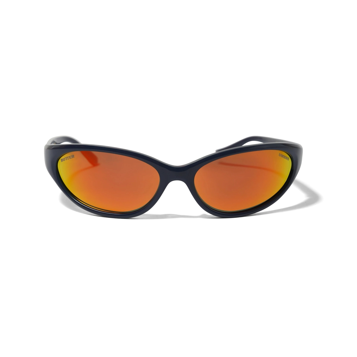 Sonnenbrille, Kunststoffrahmen, orange Spiegelglas, sportlich, Unisex, Sonnenbrille, orange Spiegel, rundes Gestell, dunkles Gestell, Brillenglas-Reflex