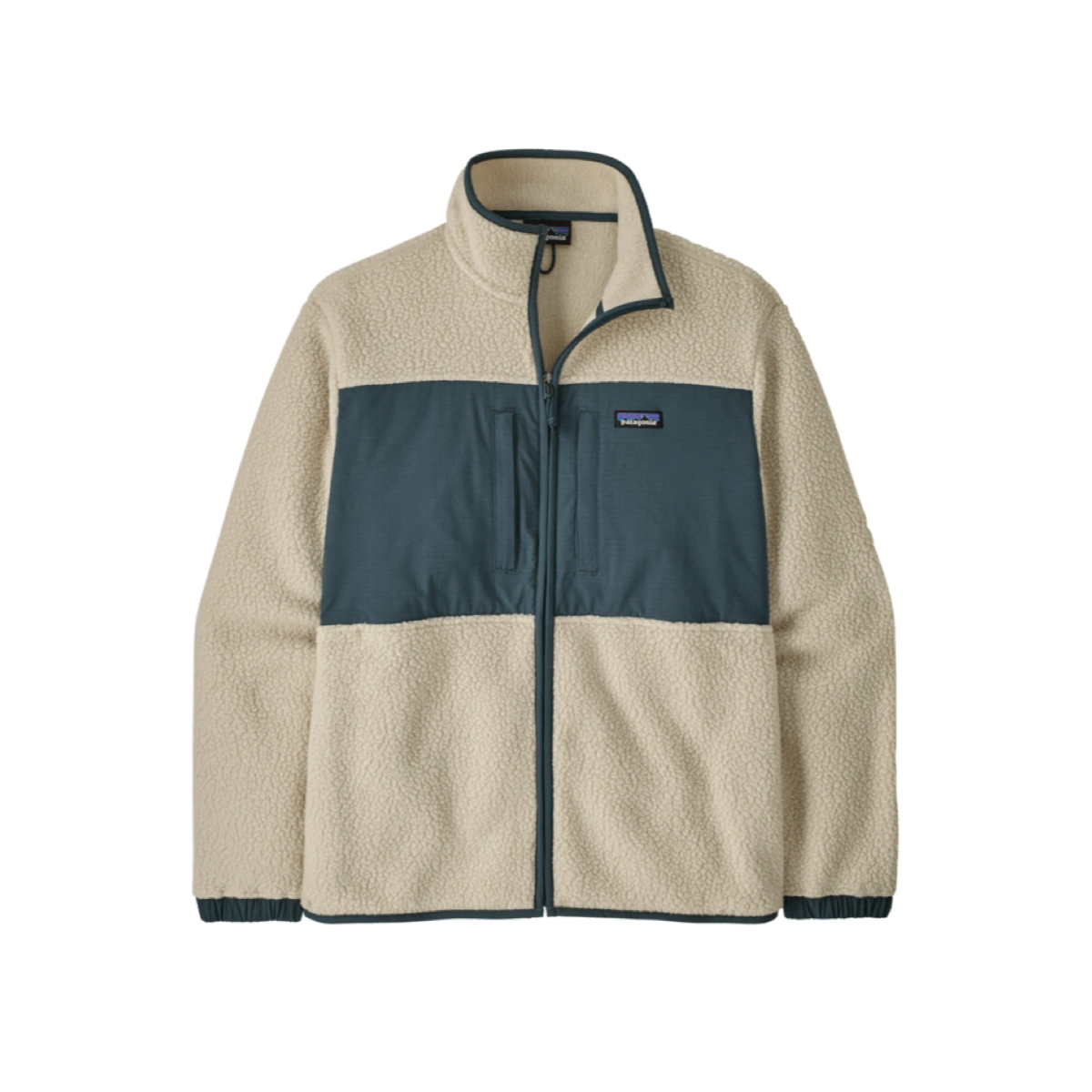 M'S Retro Pile Patch Jkt Veste polaire, sherpa, fermeture éclair, bicolore, poche poitrine