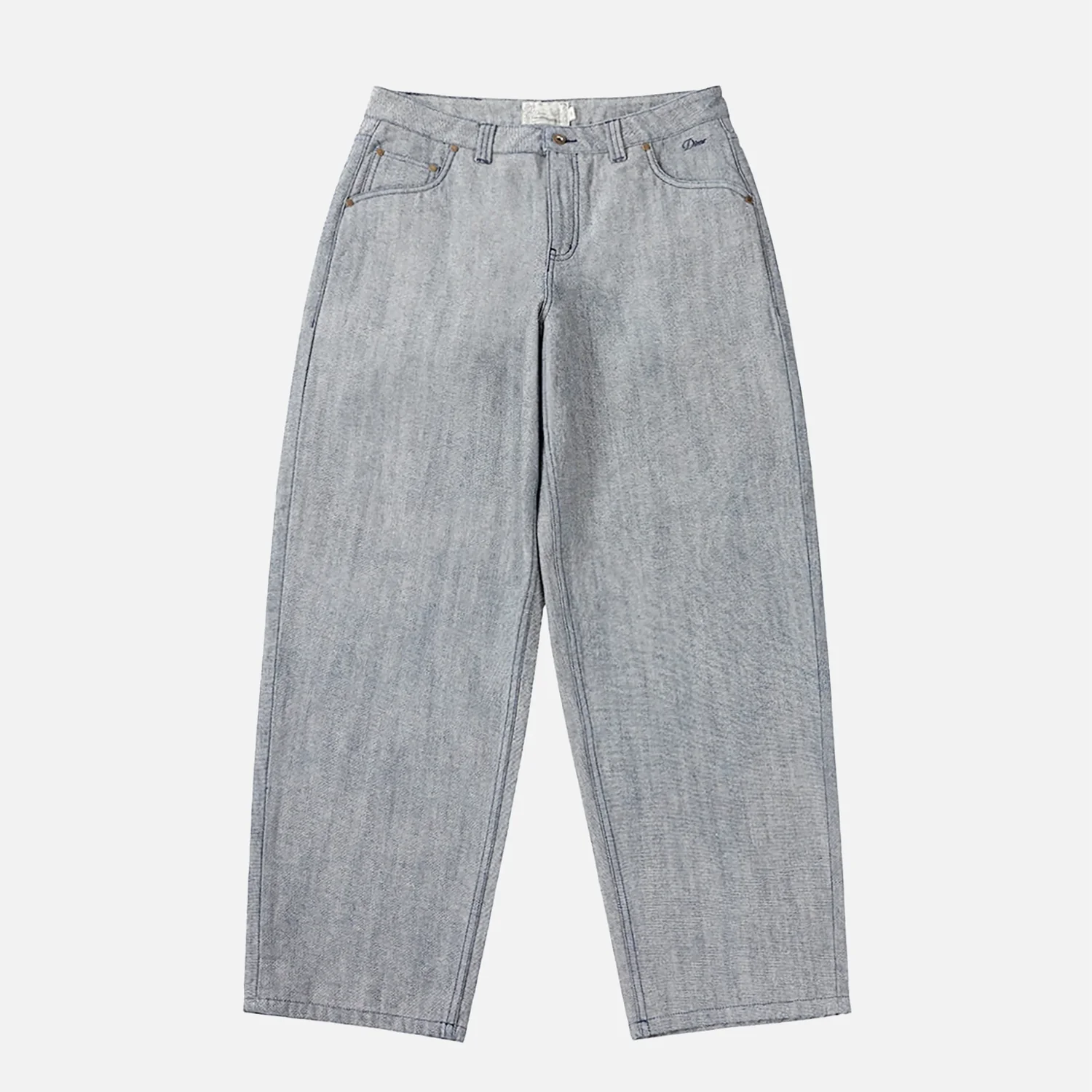 Baggy Denim Pants Jeans, Hellgrau, Weit geschnitten, Denim, Five-Pocket-Design