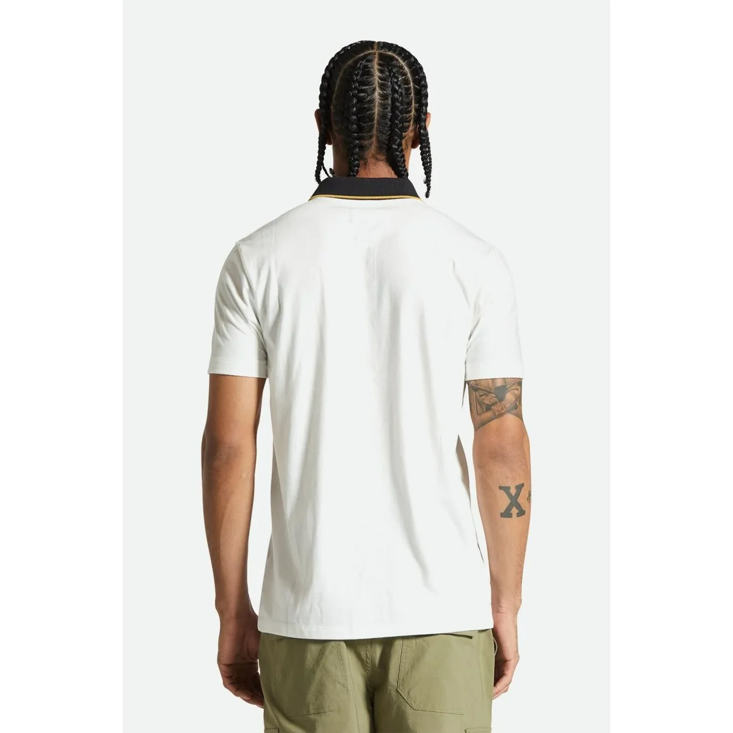 Mod Flex S/S Polo Knit Polo pour homme, blanc, manches courtes, col polo, rayures contrastées