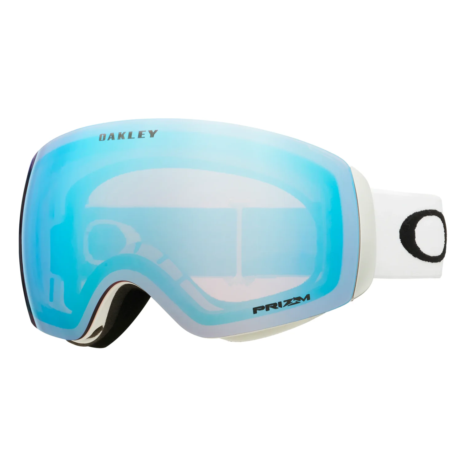 Flight Deck M - Matte Wht Lunettes de ski, verres bleus, verres miroités, sangle blanche, design sans monture