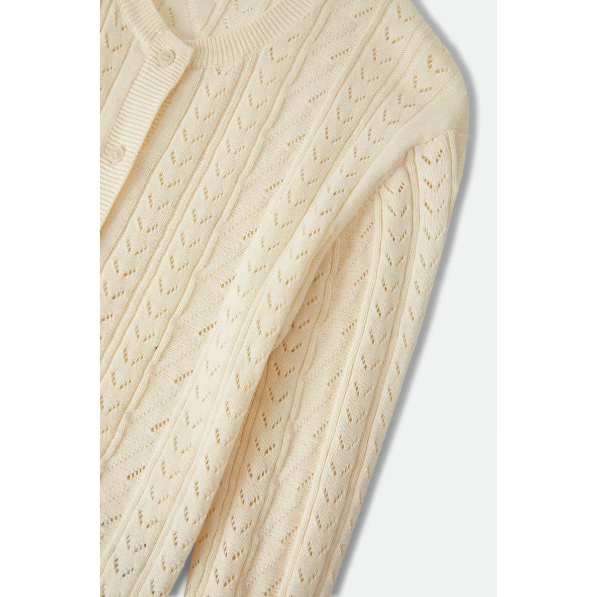 Bixby Lightweight Cardigan Strickjacke, Kleidungsstück, Kragenknopf, Kabelstrick, Beige/Creme, Strickpullover, Kragen, Knöpfe, Oberteil, Kamelfarben