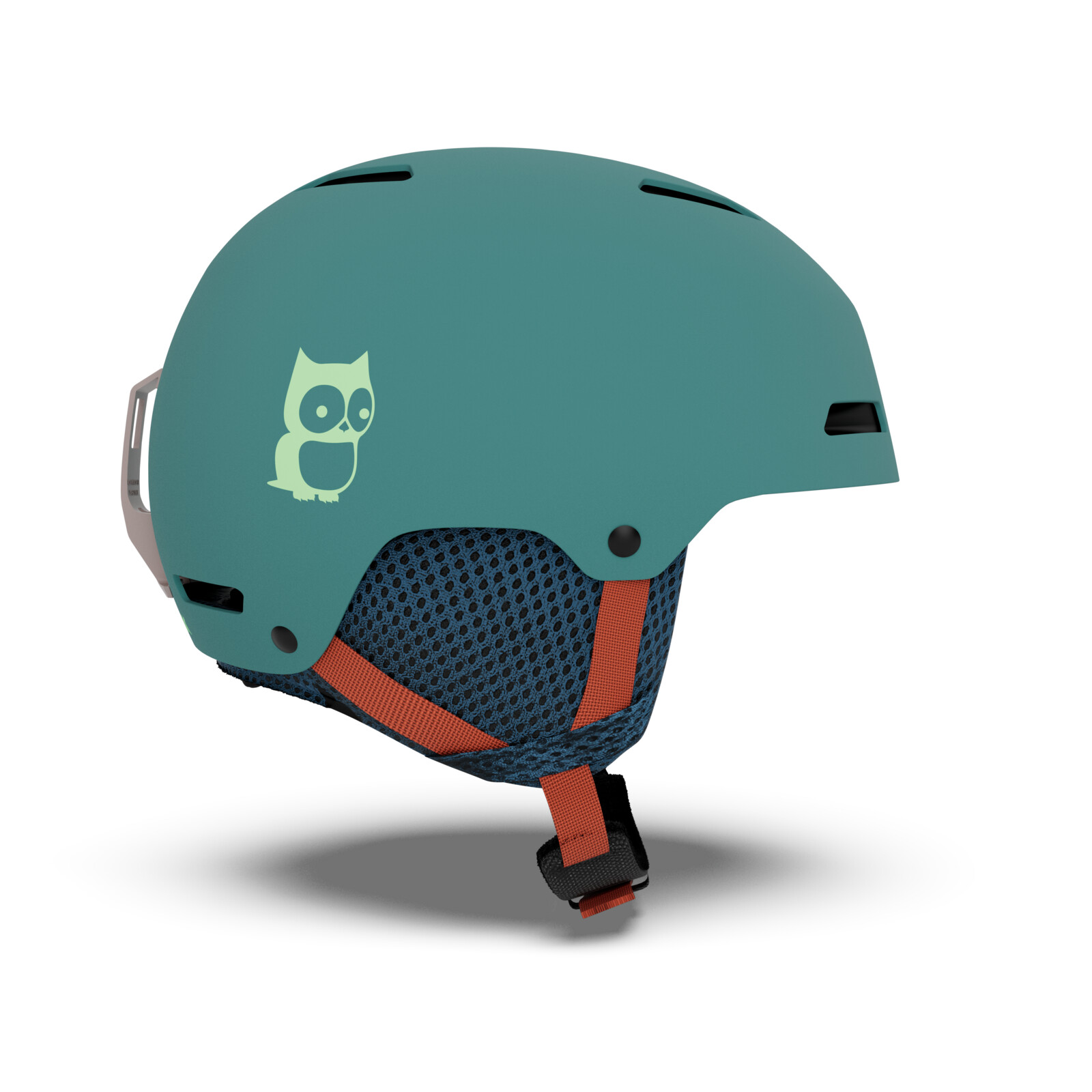 Casque Skull, casque alpin, bleu sarcelle mat, lunettes non visibles, sangle réglable