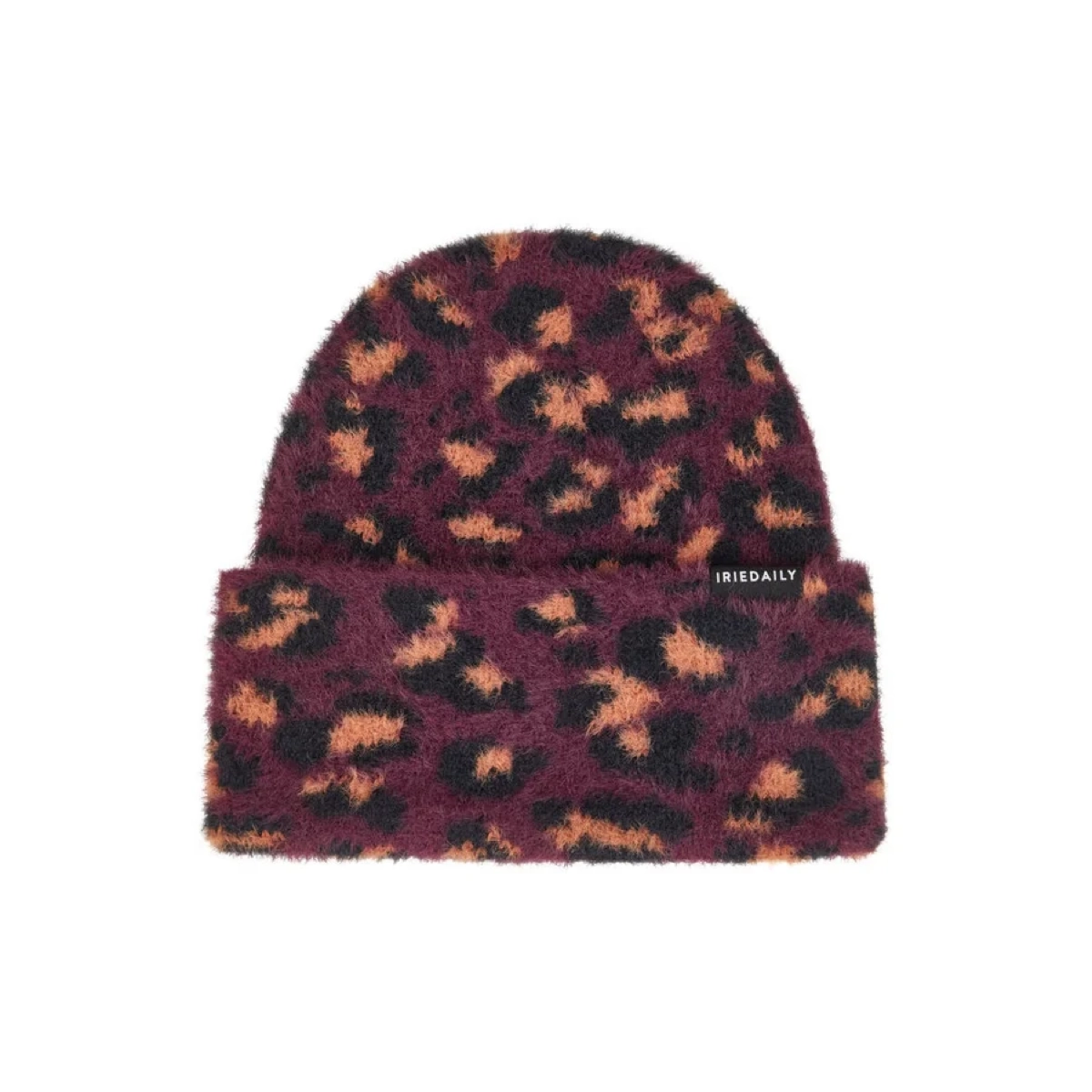 Fuzzy Feather Beanie Mütze, Leoparden Muster, Bouclé, Winteraccessoire, Kopfbedeckung
