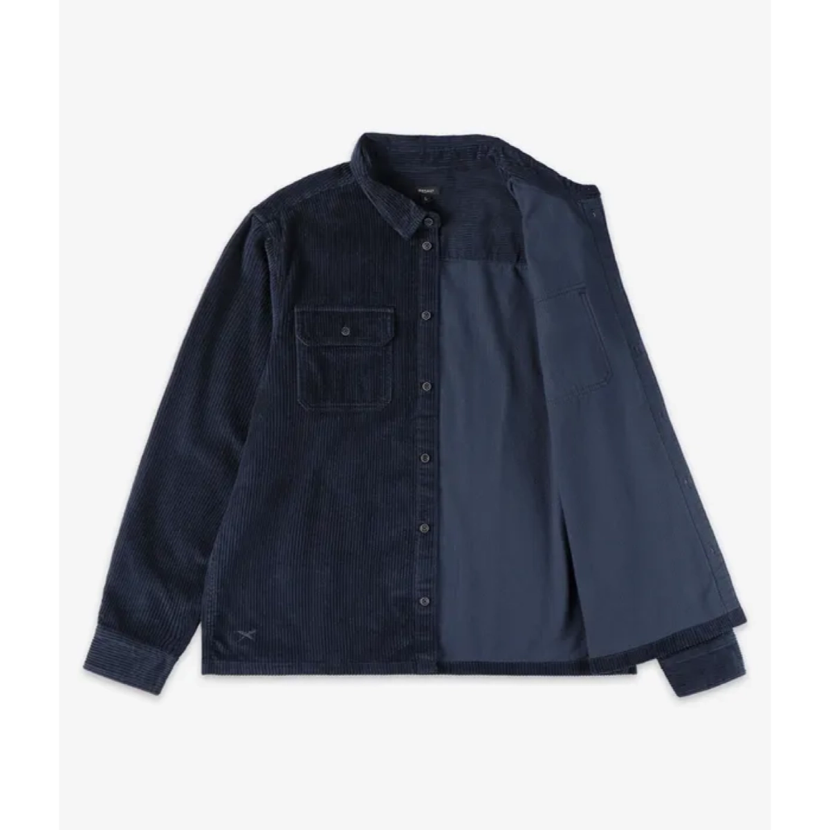 Bubble Cord Shirt Corduroy, Hemd, Dunkelblau, Knopfverschluss, Zweifarbig