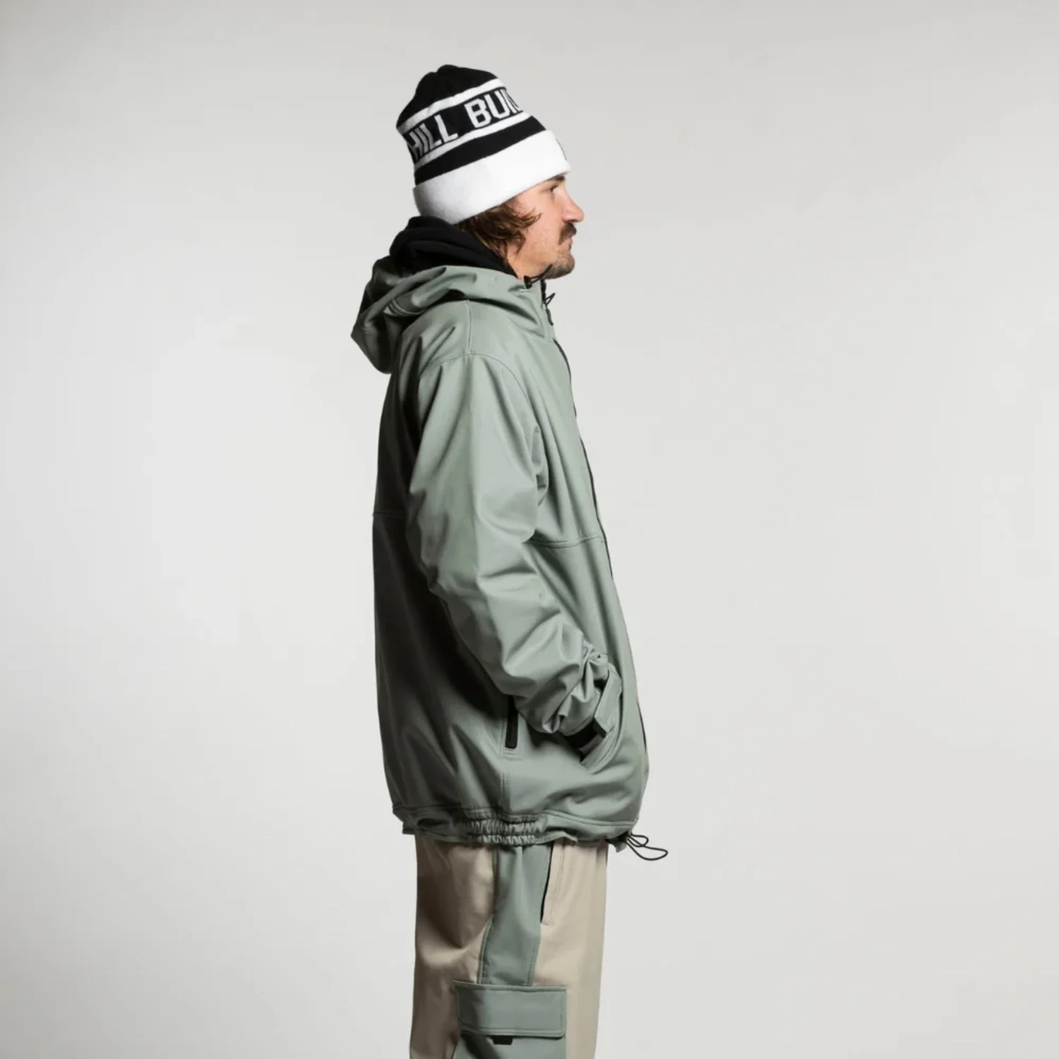 Access FZ Jacket Veste pour homme, capuche, gris-vert, cordon de serrage, poches latérales