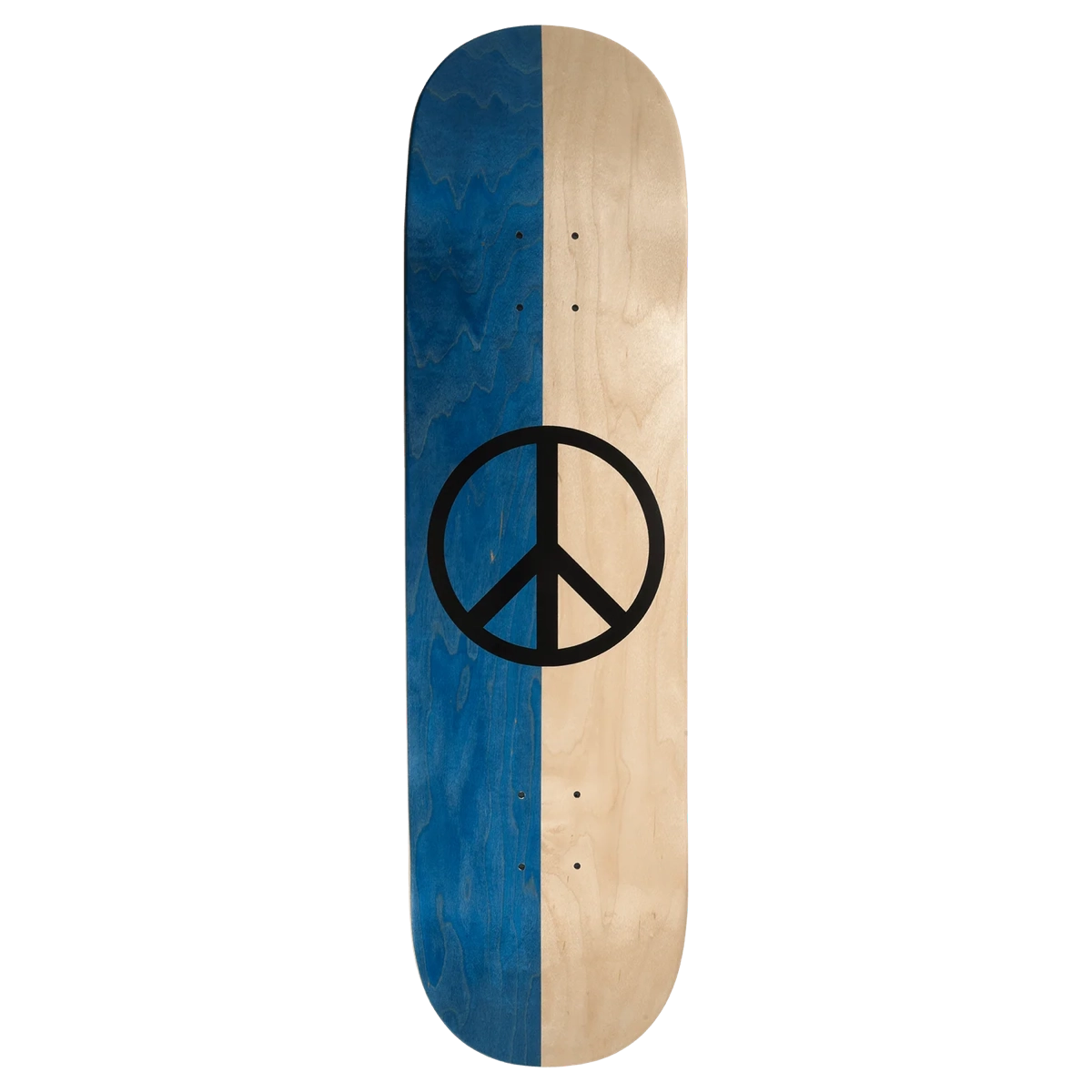 Split Peace Deck Blue 8.38 vierge, planche, skateboard, bois, symbole de la paix, skateboard, symbole de la paix, bicolore, planche en bois, look artisanal