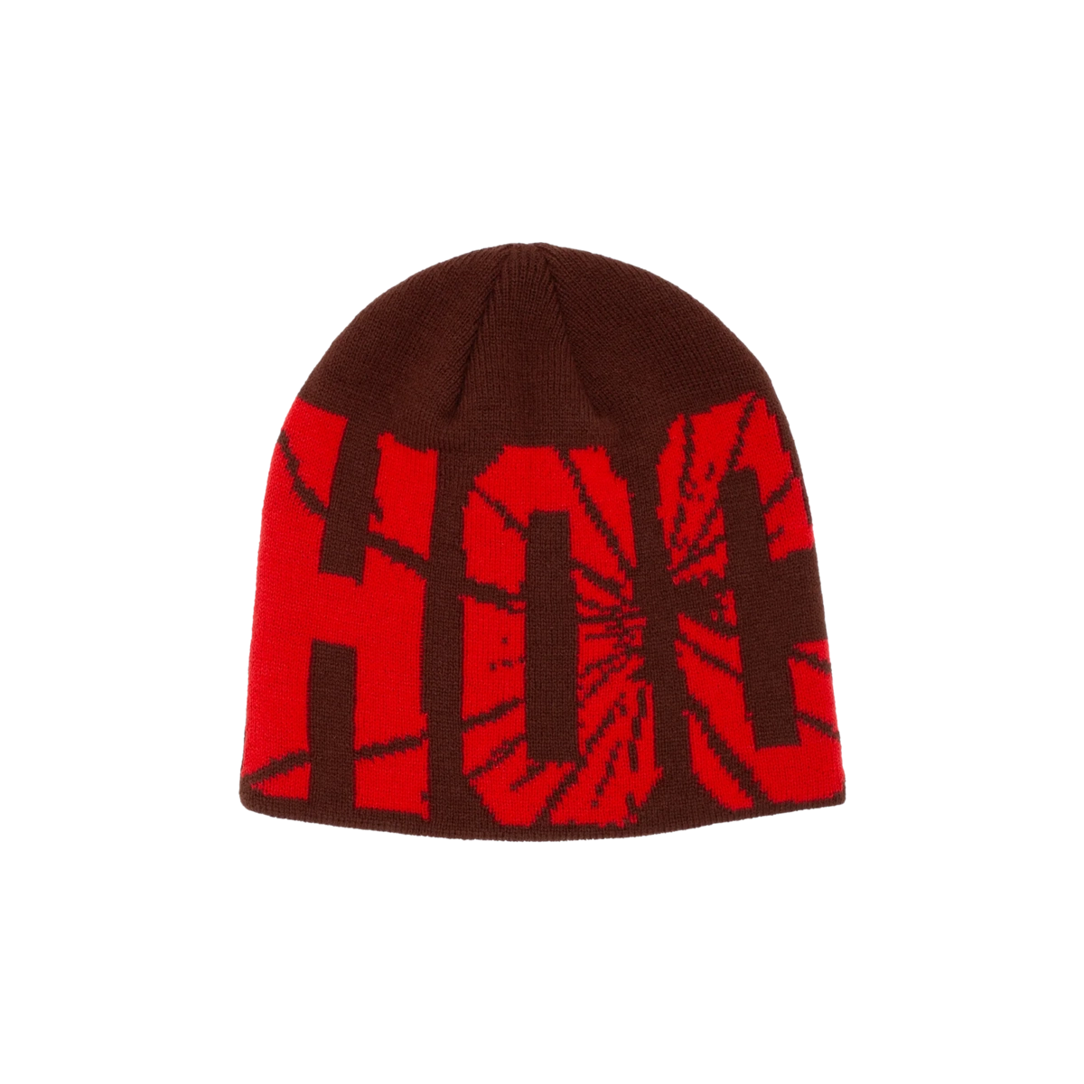 Beanie, Kopfbedeckung, Braun, Rotes Grafikdesign, warmer Accessoire