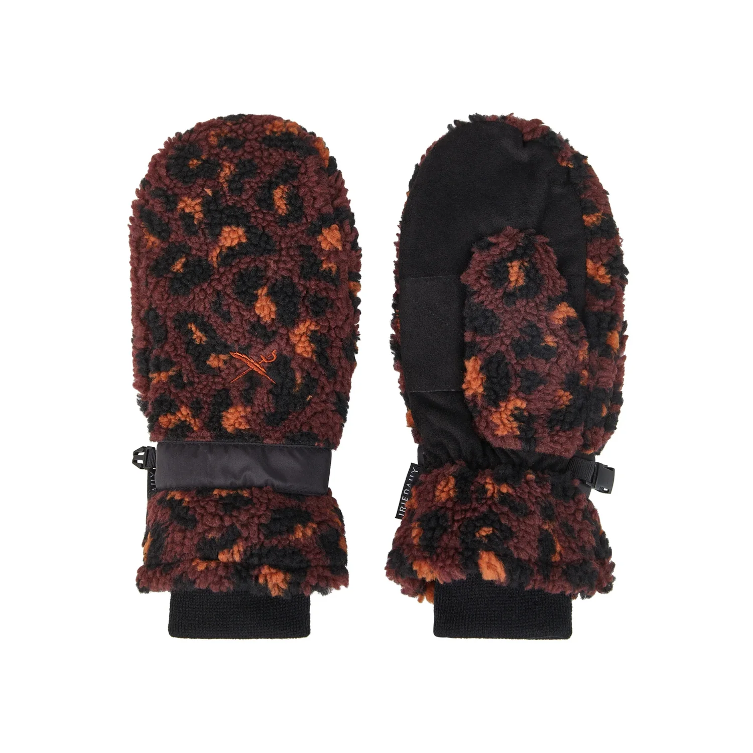 Arctikmix Gloves Fäustlinge, Teddyfleece, Tarnmuster, Schwarzbraun, Verstellbarer Riemen