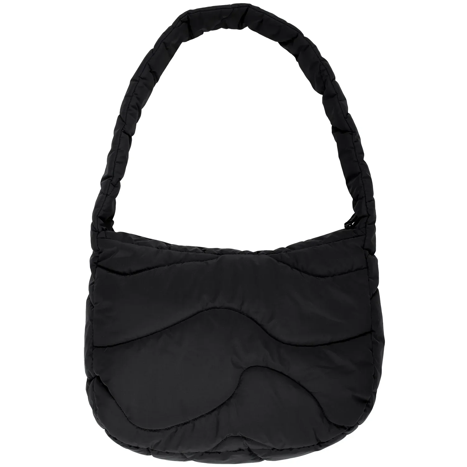 Paddy Shoulder Bag Umhängetasche, Schwarz, Gesteppter Stoff, Wellensteppung, Breiter Schulterriemen
