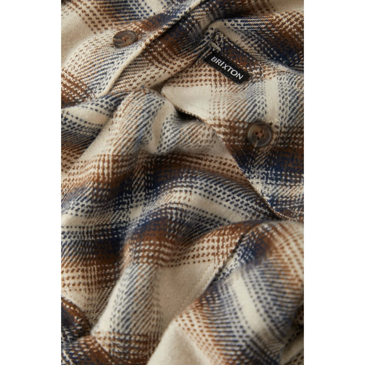 Bowery Flannel Karo, Wollplaid, Flanell, Knopf-Detail, Muster, Plaid, Flanell, Shirt, Button, Neutral-Töne