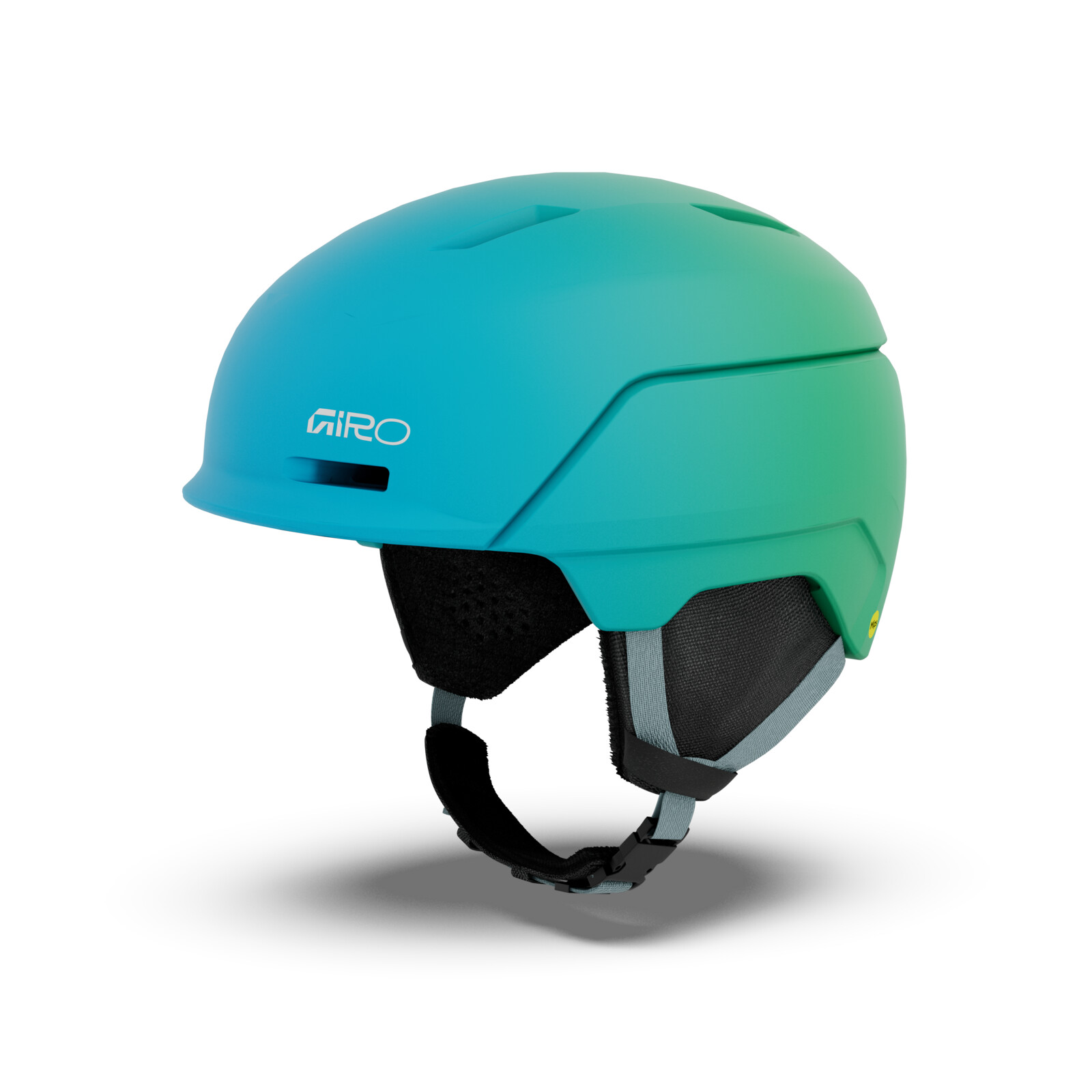 Neo II Jr. MIPS Cagoule de neige, dégradé bleu-vert, aération multiple, sangles réglables, protection des oreilles