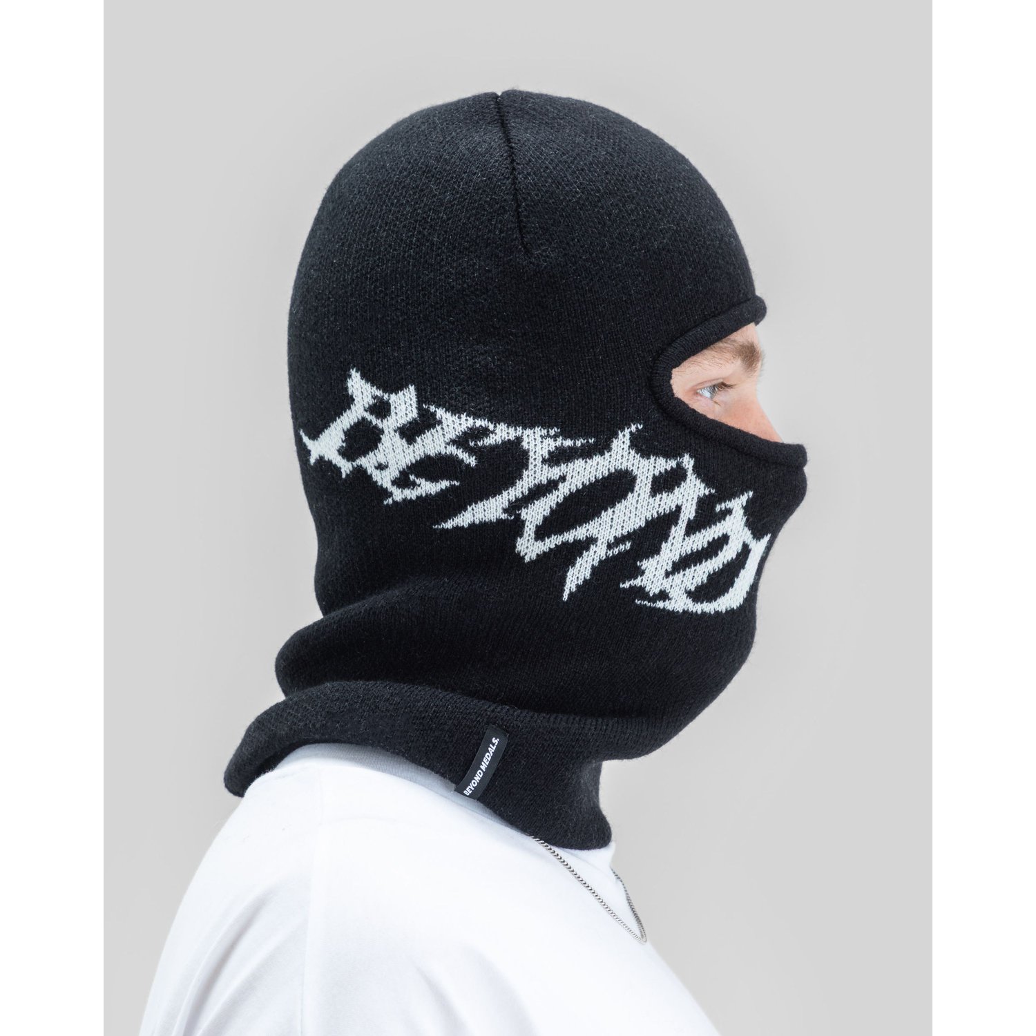 Balaklava, Balaklava-Maske, Gestrickt, Schwarz, Muster