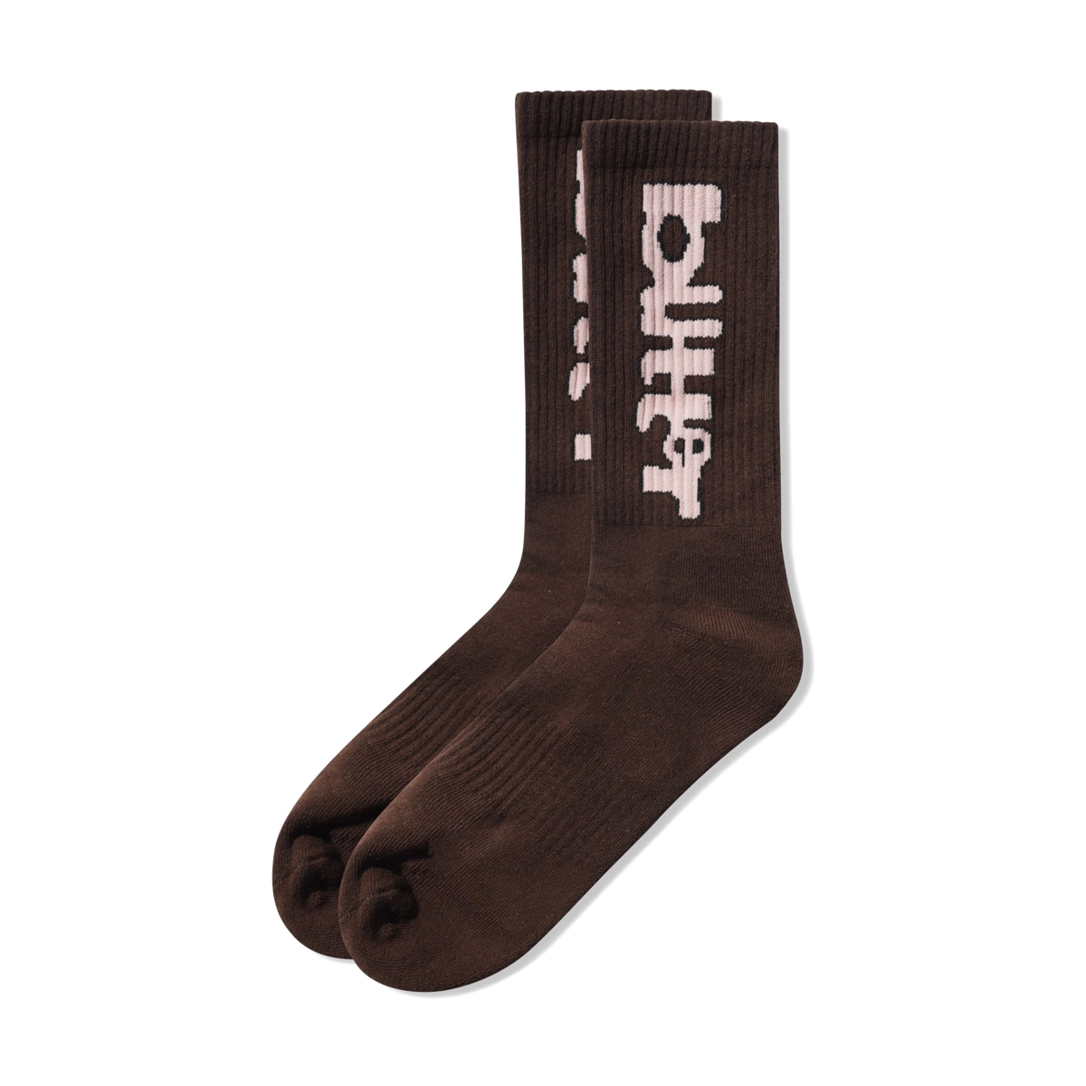 Socken, Braun, Kniestrumpf, Gemustert, Rotes Design, Socken, Knee-High, Braun, Rauten-Logo, Kunststofffrei