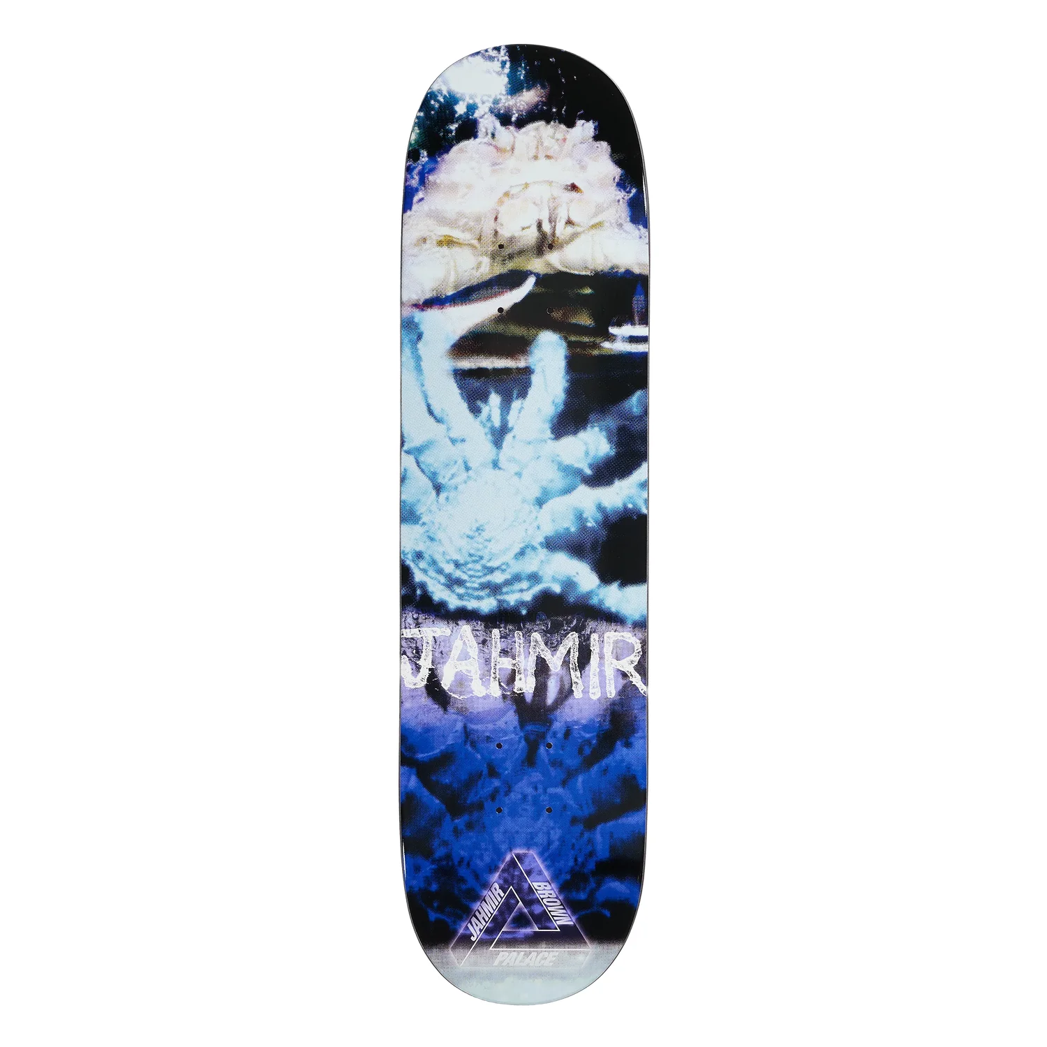 Jahmir Pro S45 8.25 Planche de skateboard, bleue et blanche, imprimé graphique, planche en bois