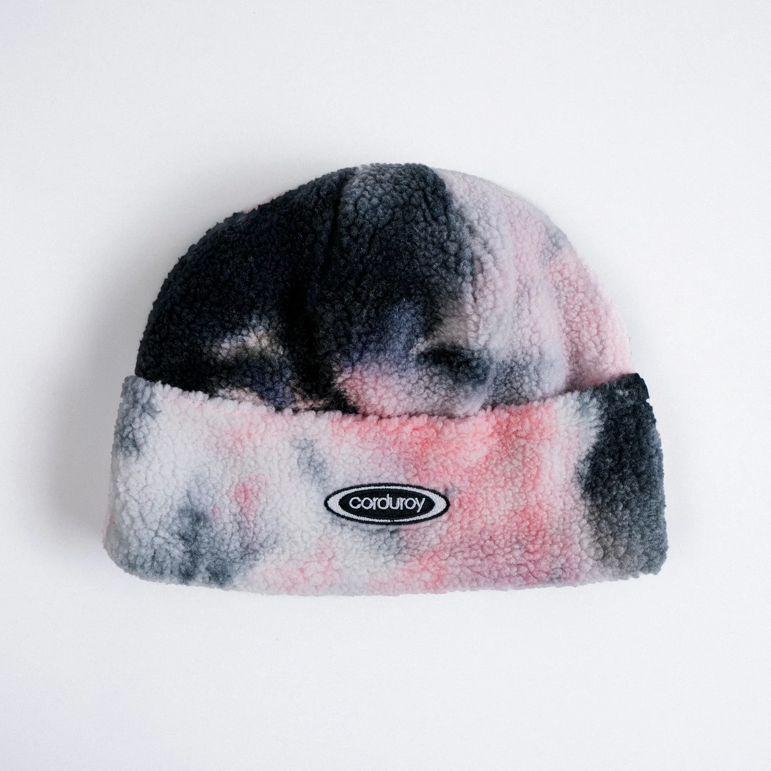 Beanie, Teddyfleece, Buntes Muster, Rosa, Umschlag