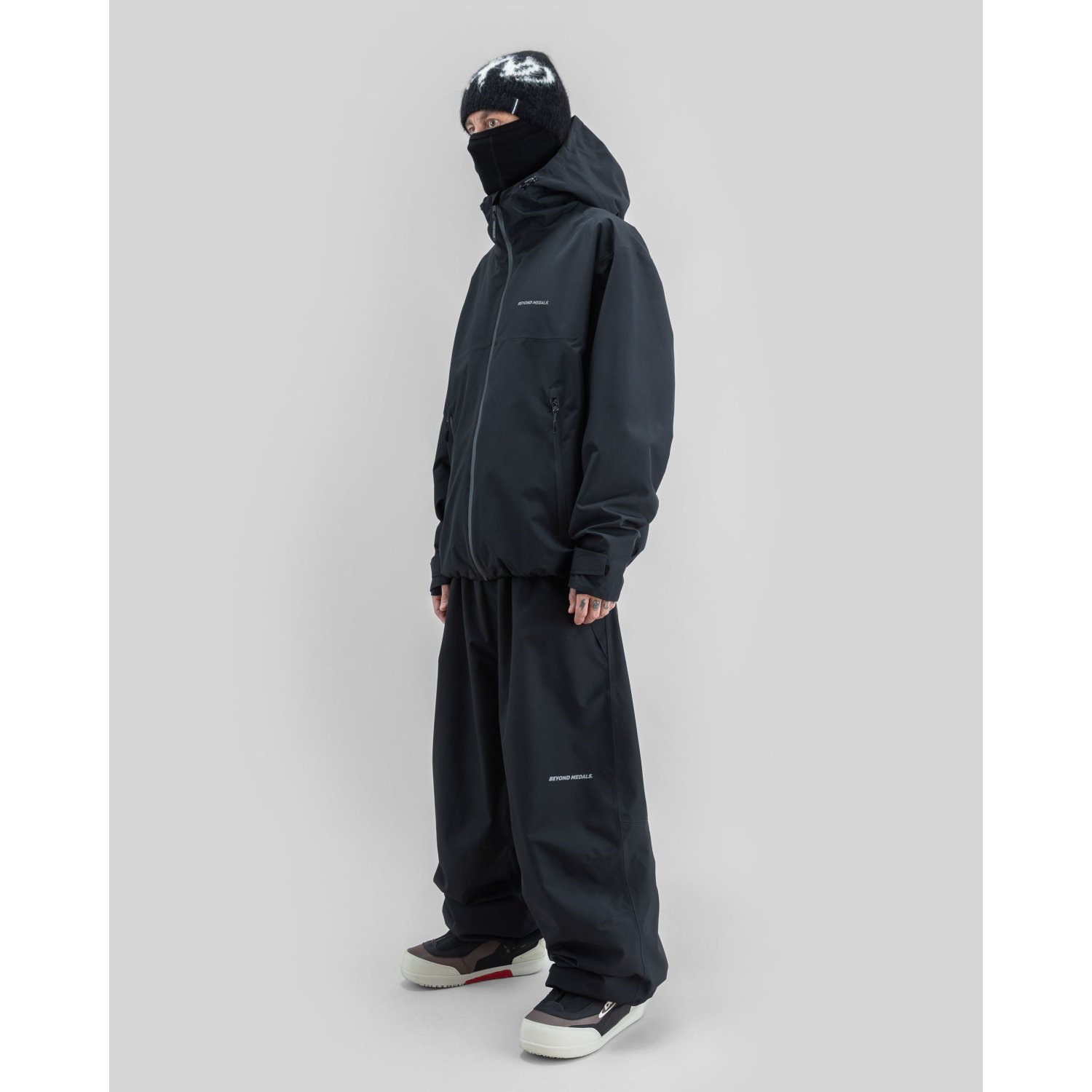 Hoodie, Snowboardanzug, Schwarz, Regenjacke, Hose