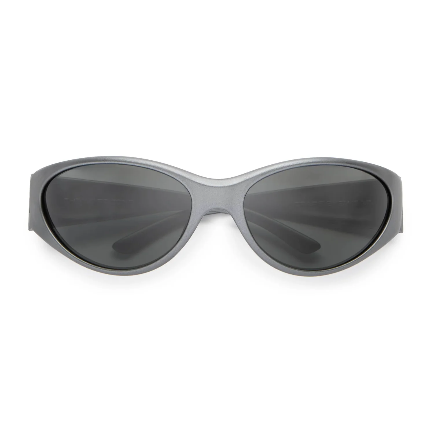 Sonnenbrille, graues Gestell, dunkle Gläser, ovale Gläser, Kunststoffgestell