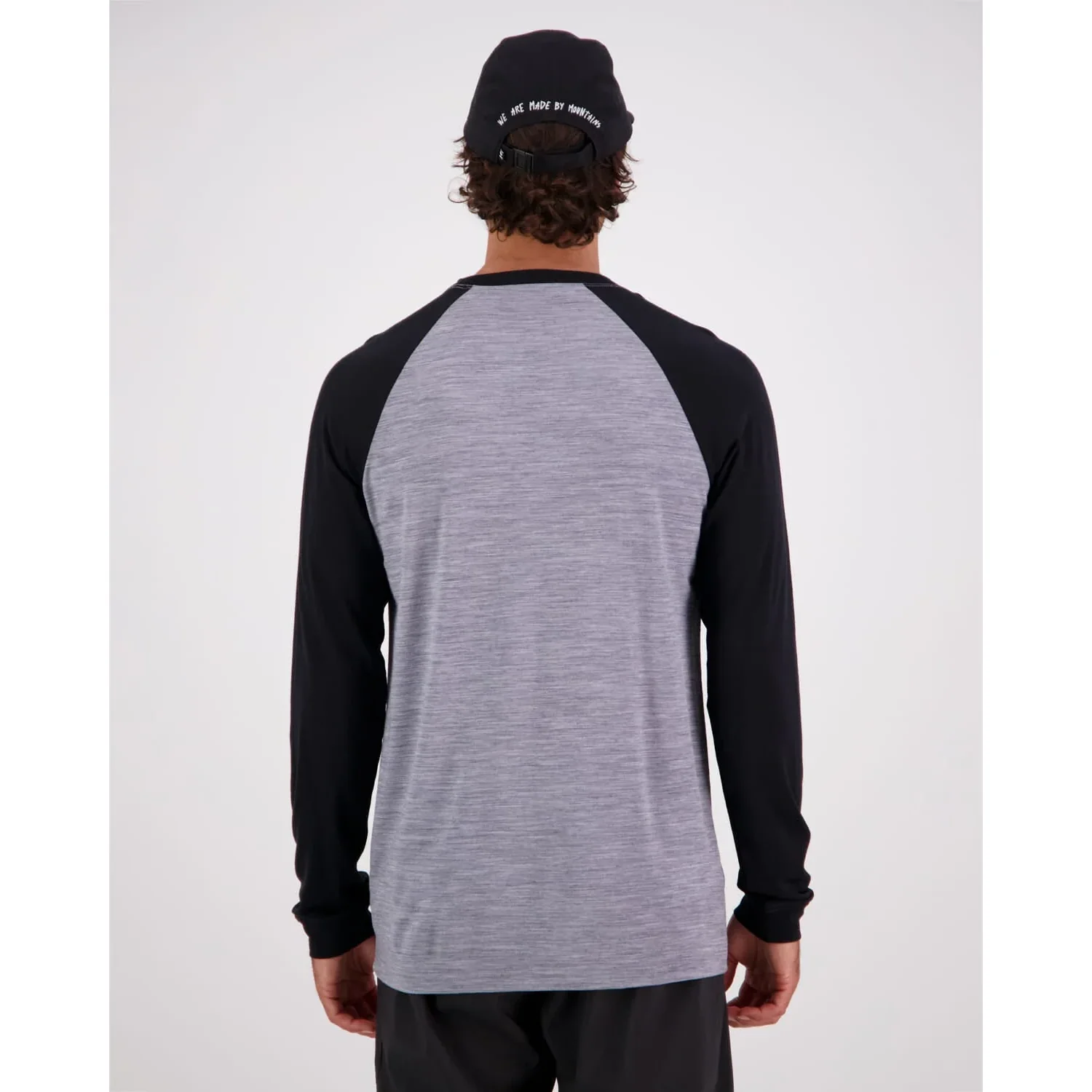 Icon Raglan Langarmshirt, Raglanärmel, grau-schwarz, melierte Optik, Rundhalsausschnitt