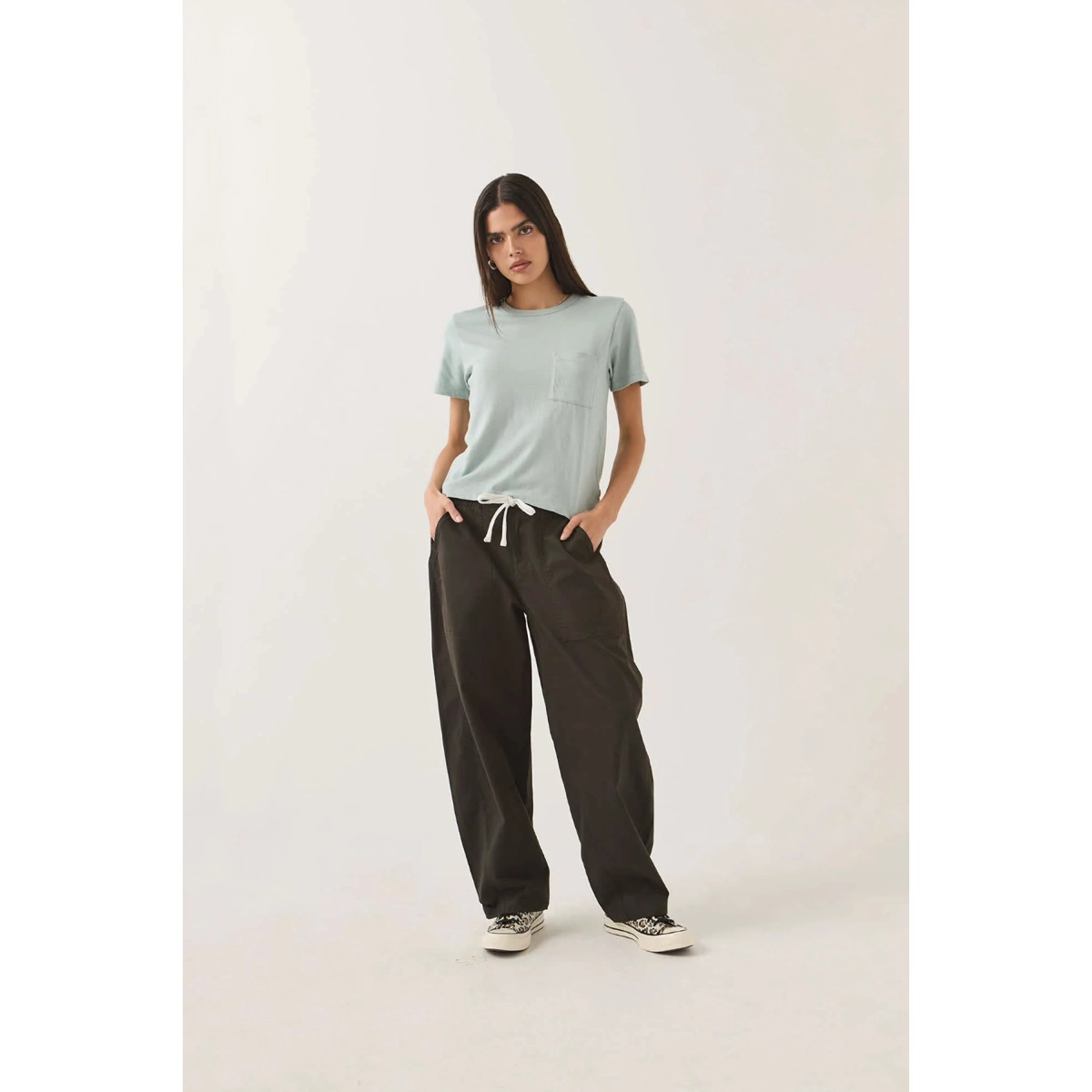 T-Shirt, Pocket, Shorts, Drawstring, Casual, T-Shirt, Pocket, Short sleeve, Mint, Casual pants