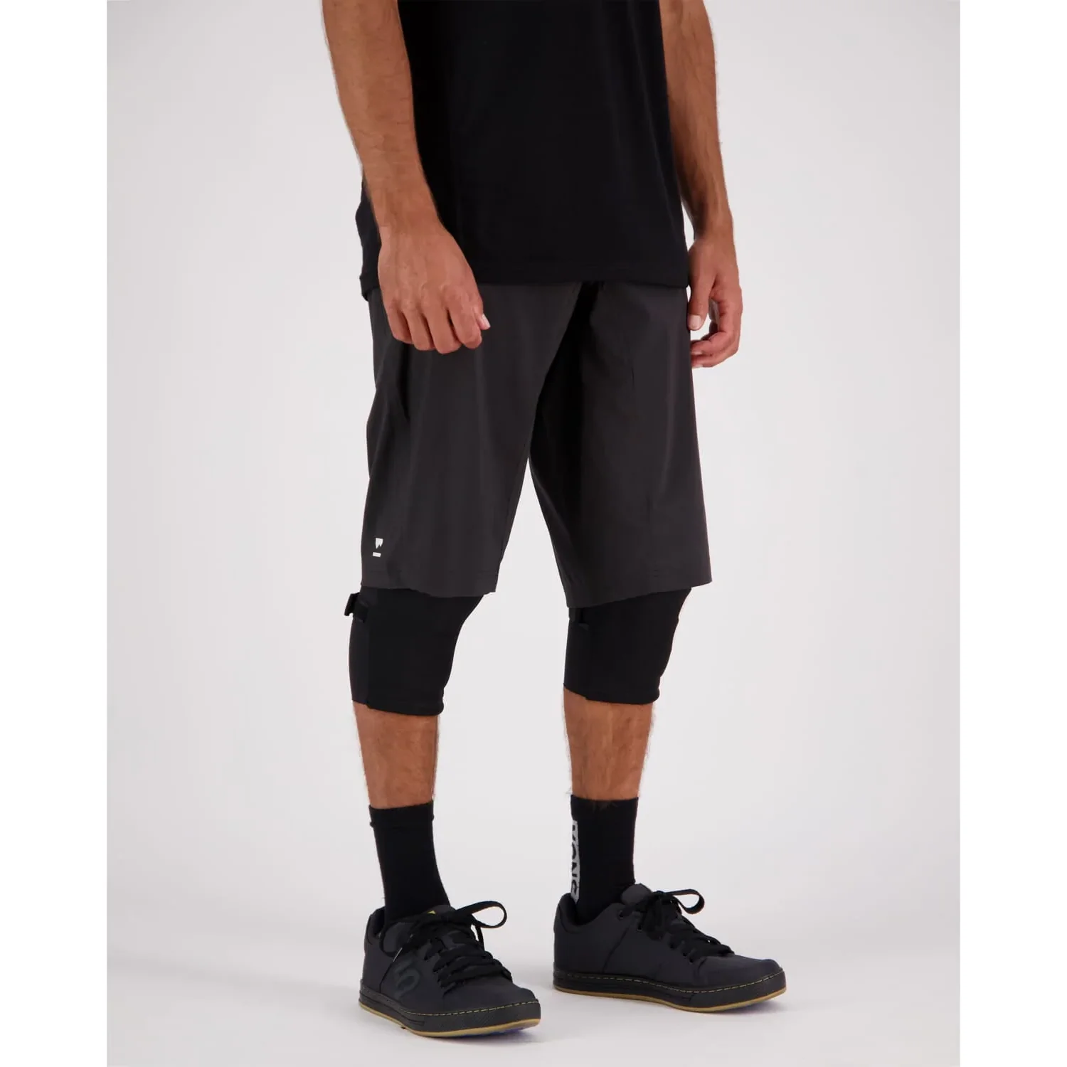 Short d'entraînement, noir, longueur genoux, legging de sport, taille élastiquée