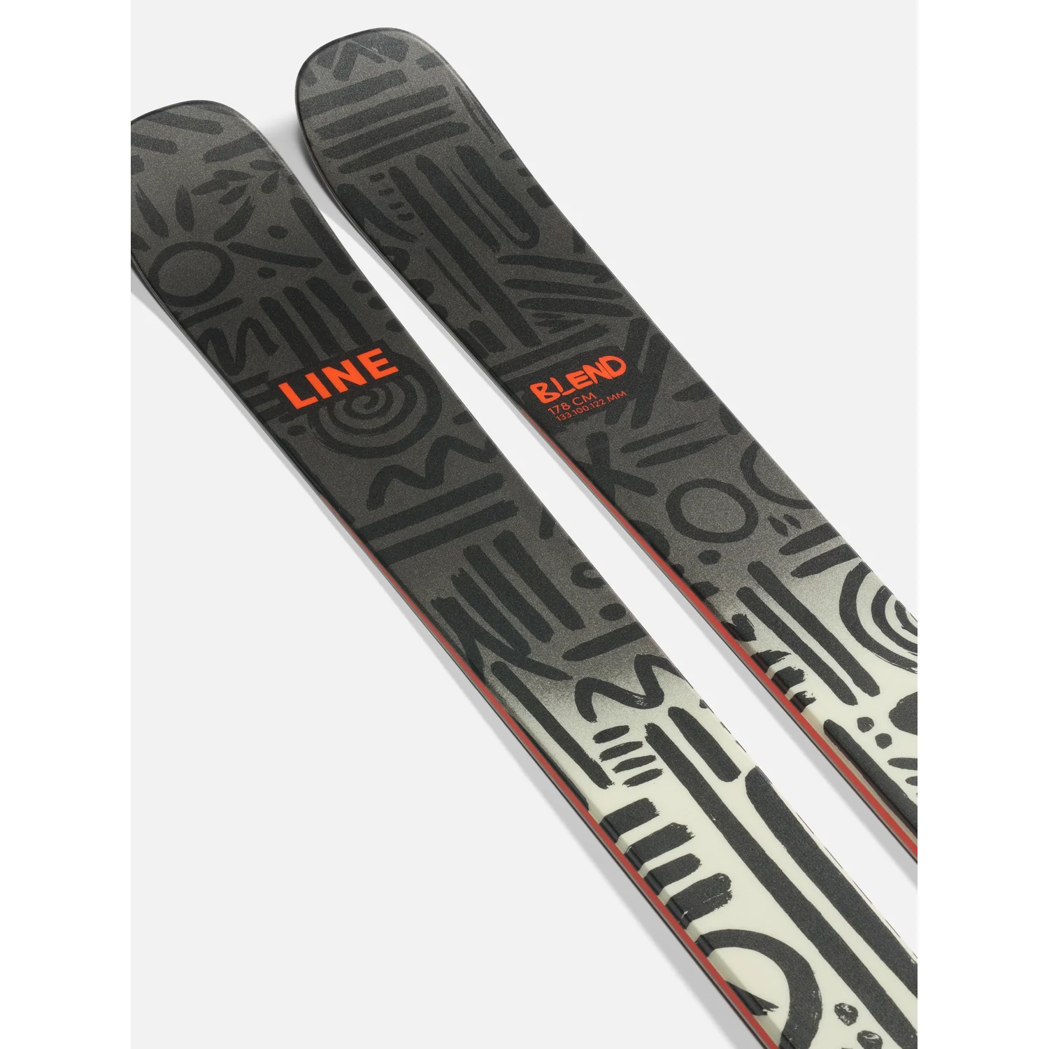 Ski, Grafisches Muster, Schwarz-grau, Rote Kante, Paar Ski