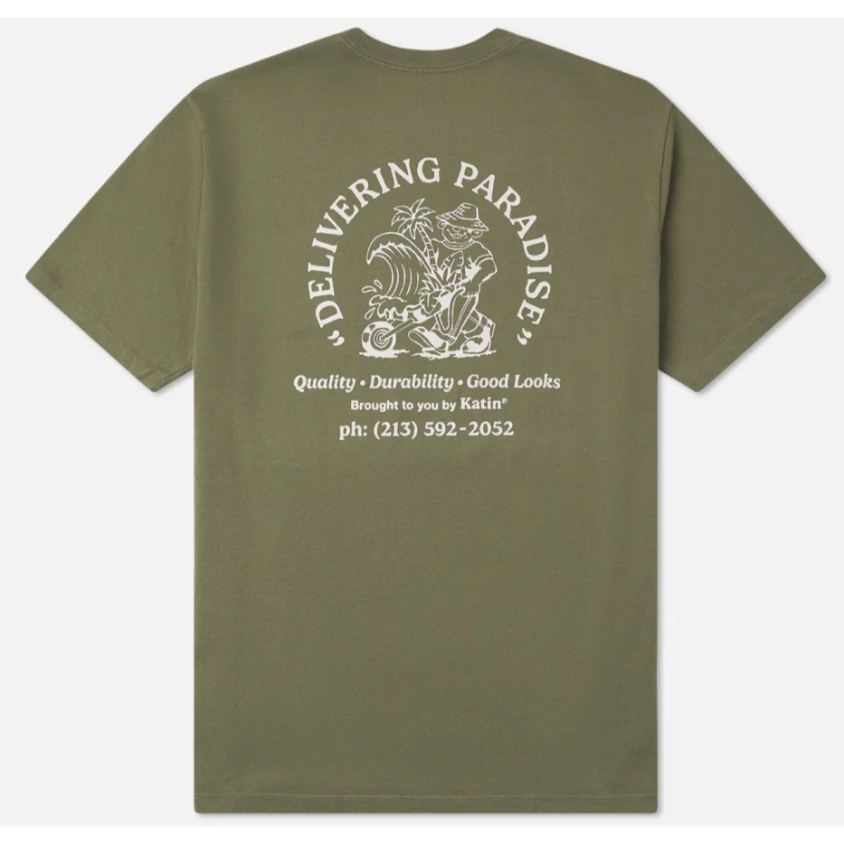 T-shirt, olive, imprimé, motif graphique, manches courtes