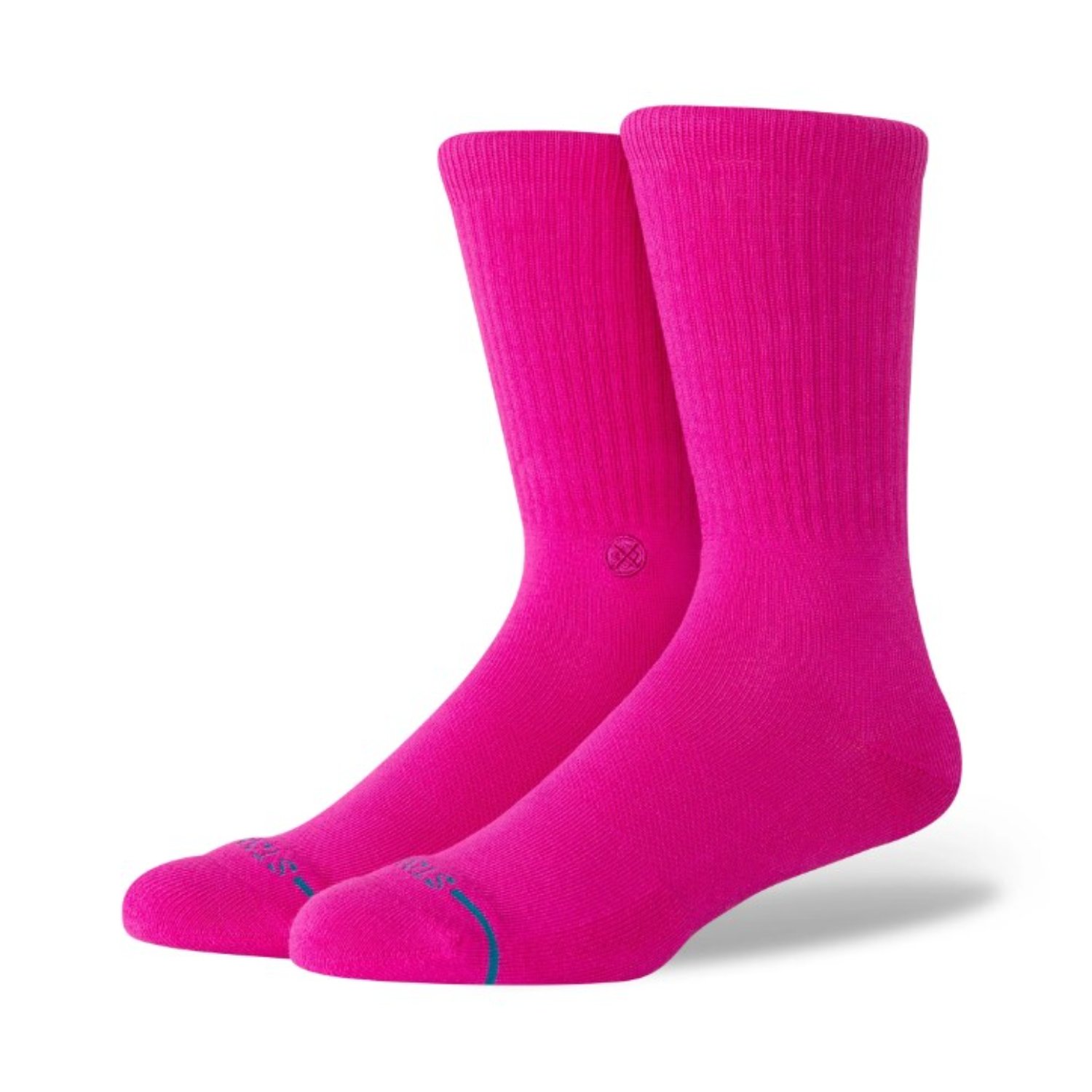 Chaussettes, longueur cheville/mollet, fuchsia, tricotées lisses, paire